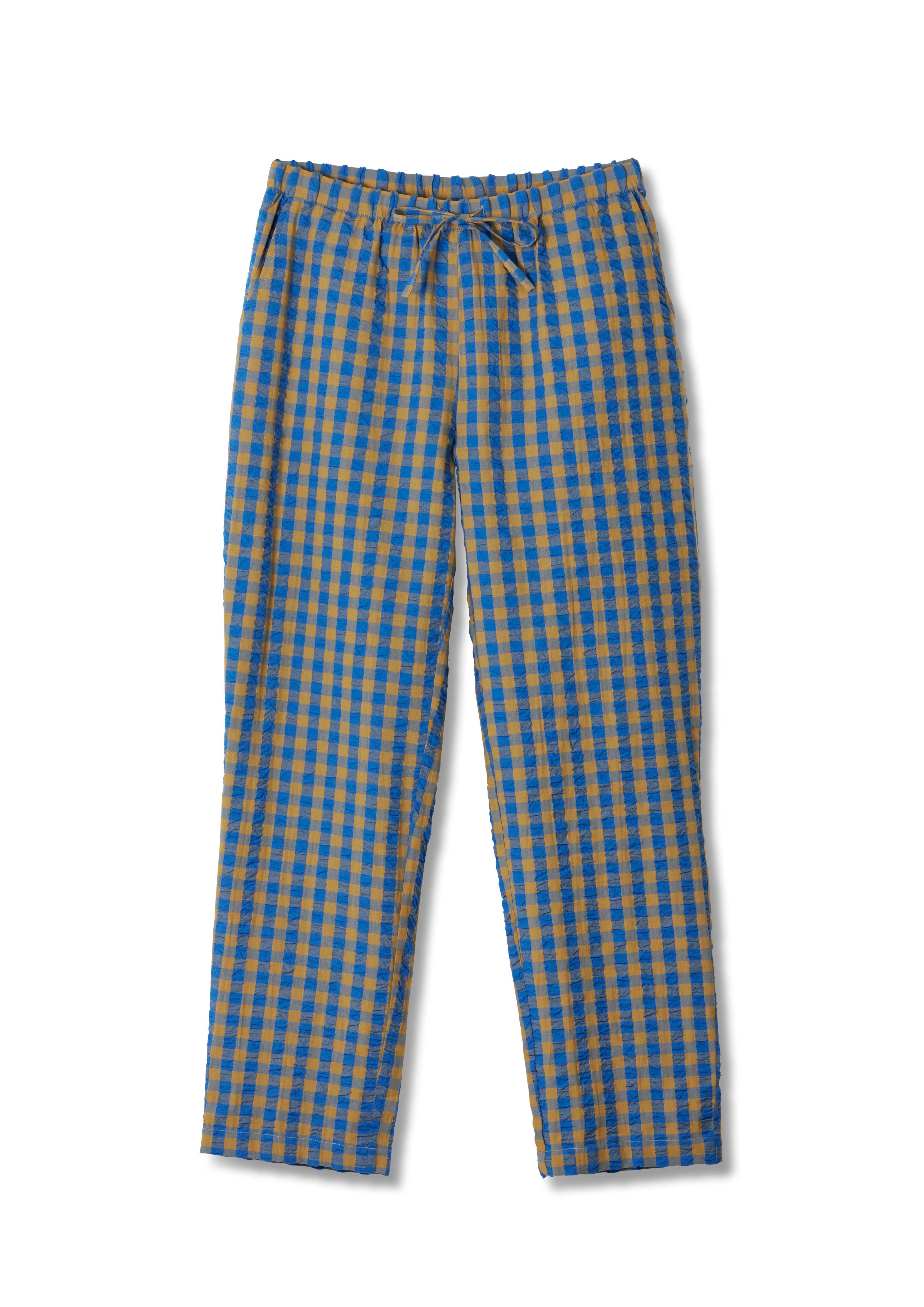 Barbara Pants M/L fra JUNA i farven Blå/Okker, lavet af Bomuld