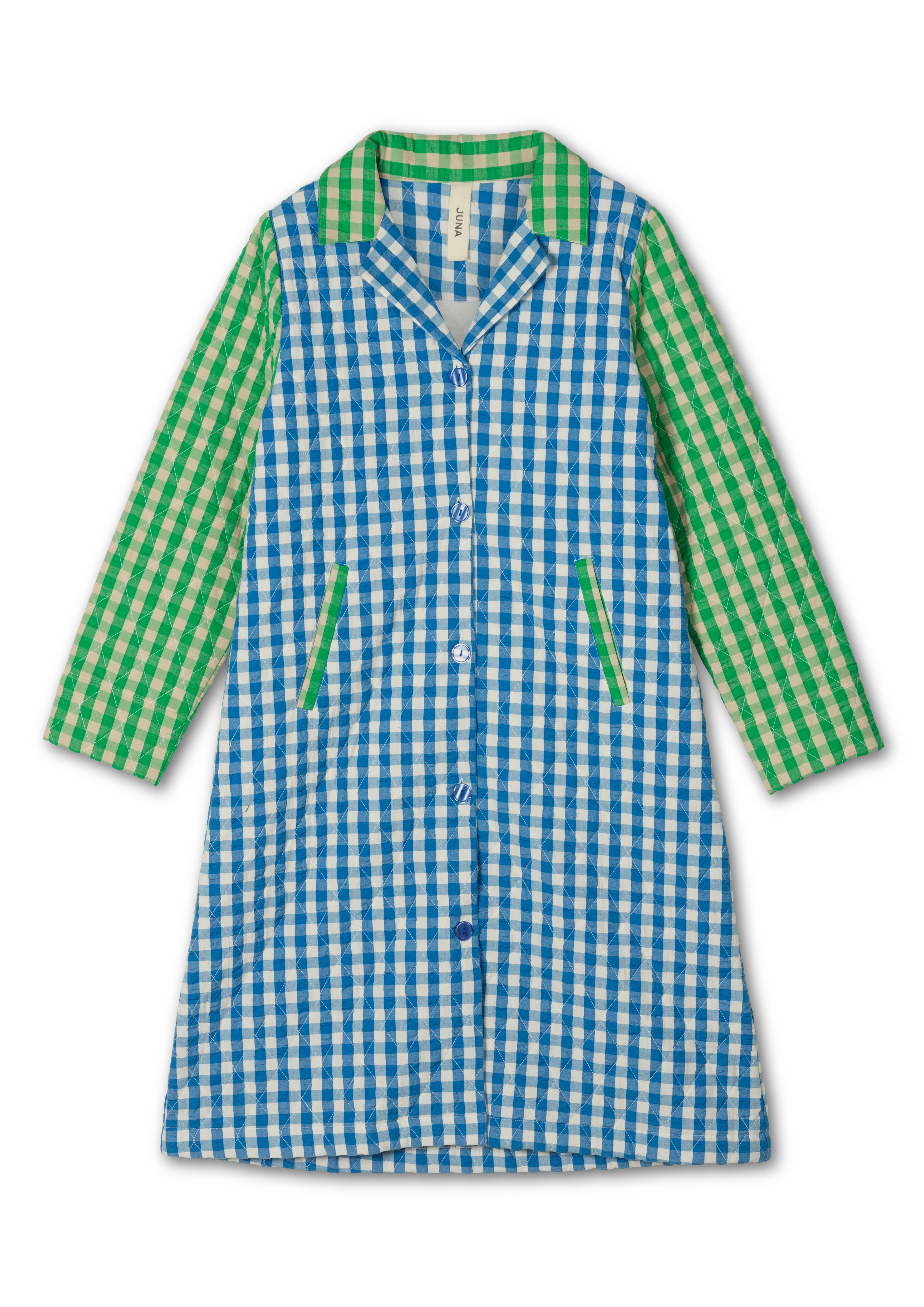 Beate coat S/M from JUNA in Blue/Green color, made of Cotton