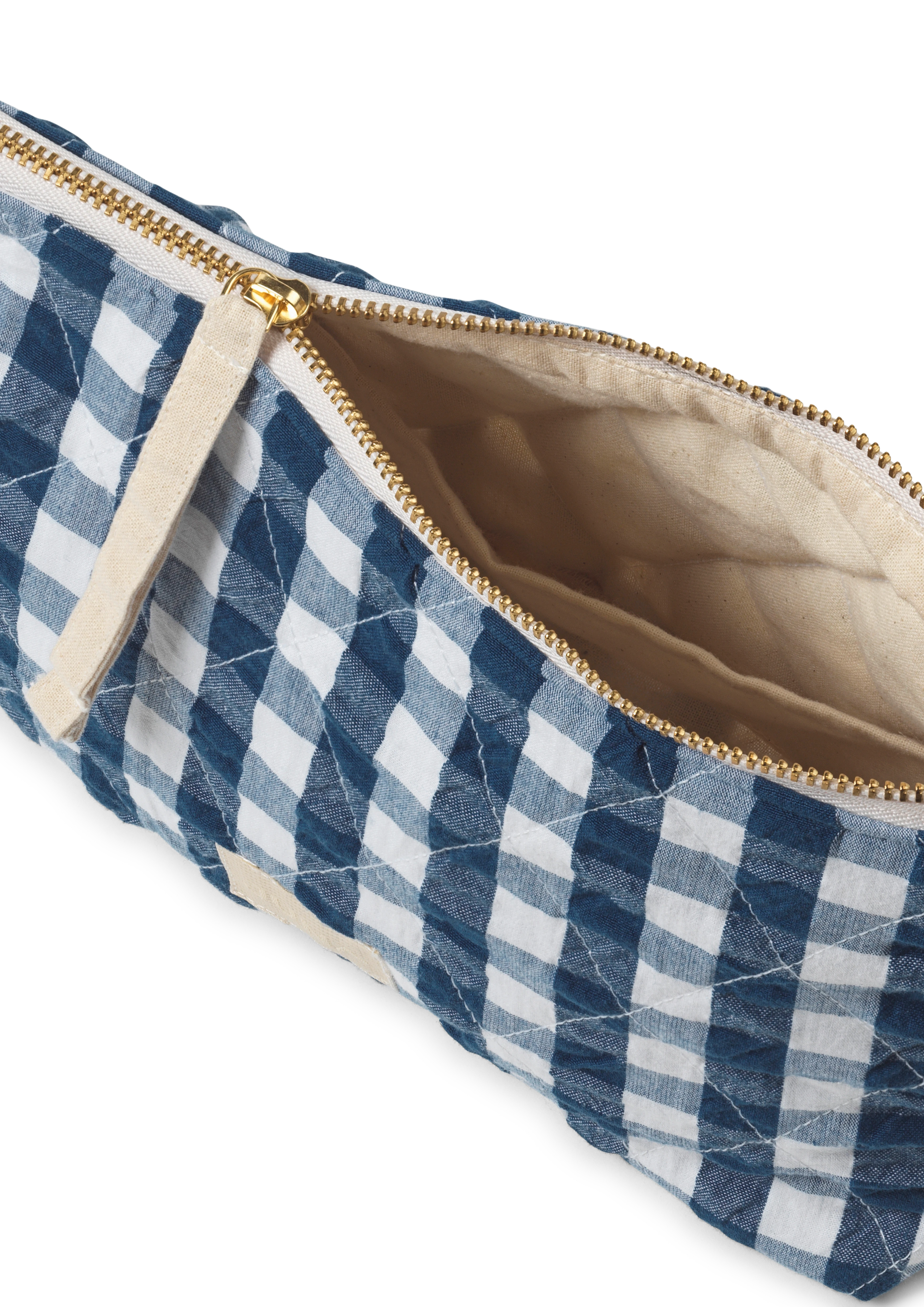 Nola Makeup pung 23x5x15 cm fra JUNA i farven Mørk blå/Hvid, lavet af Bomuld