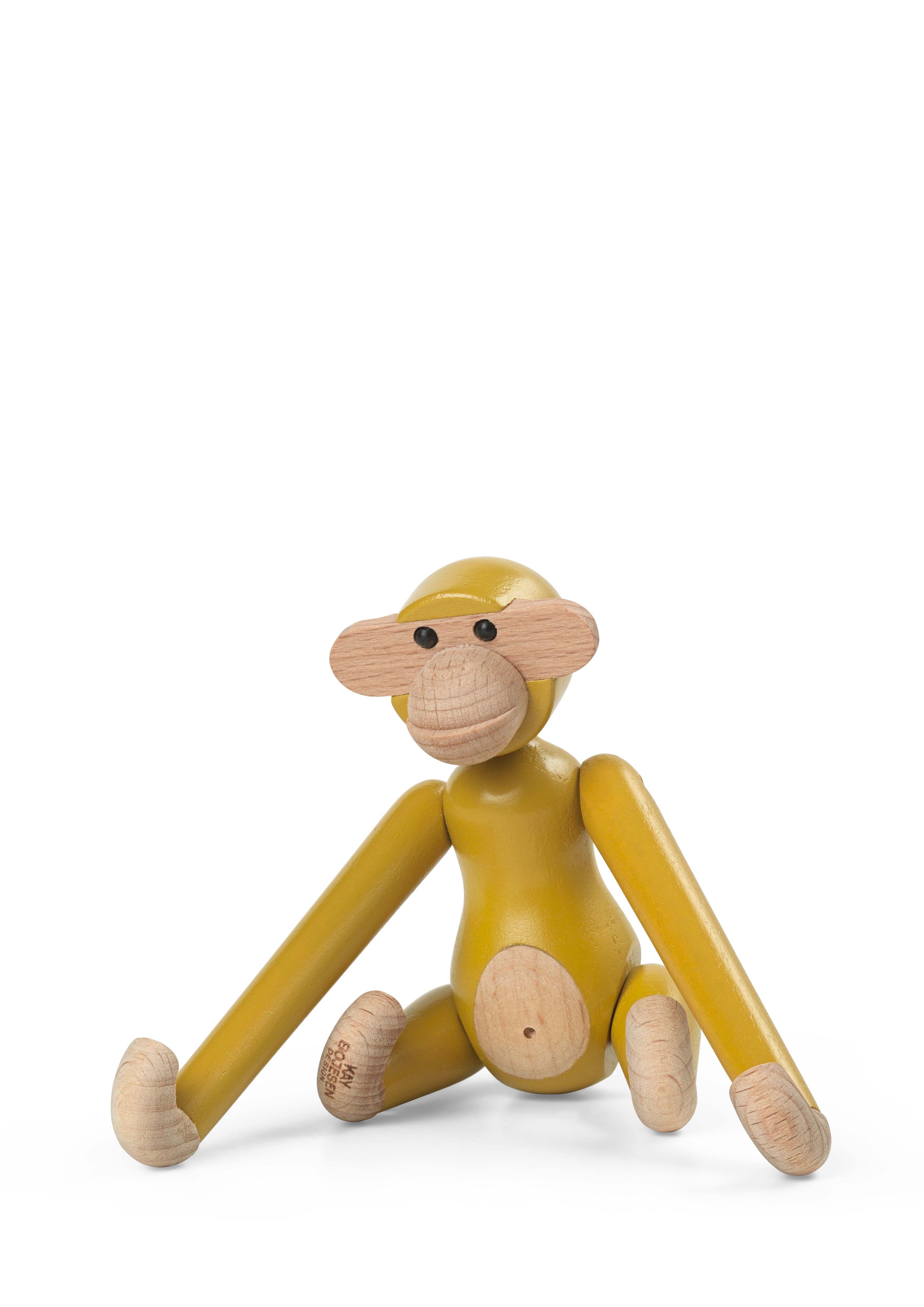 Affe mini von Kay Bojesen in der Farbe Vintage Gelb, hergestellt aus Holz