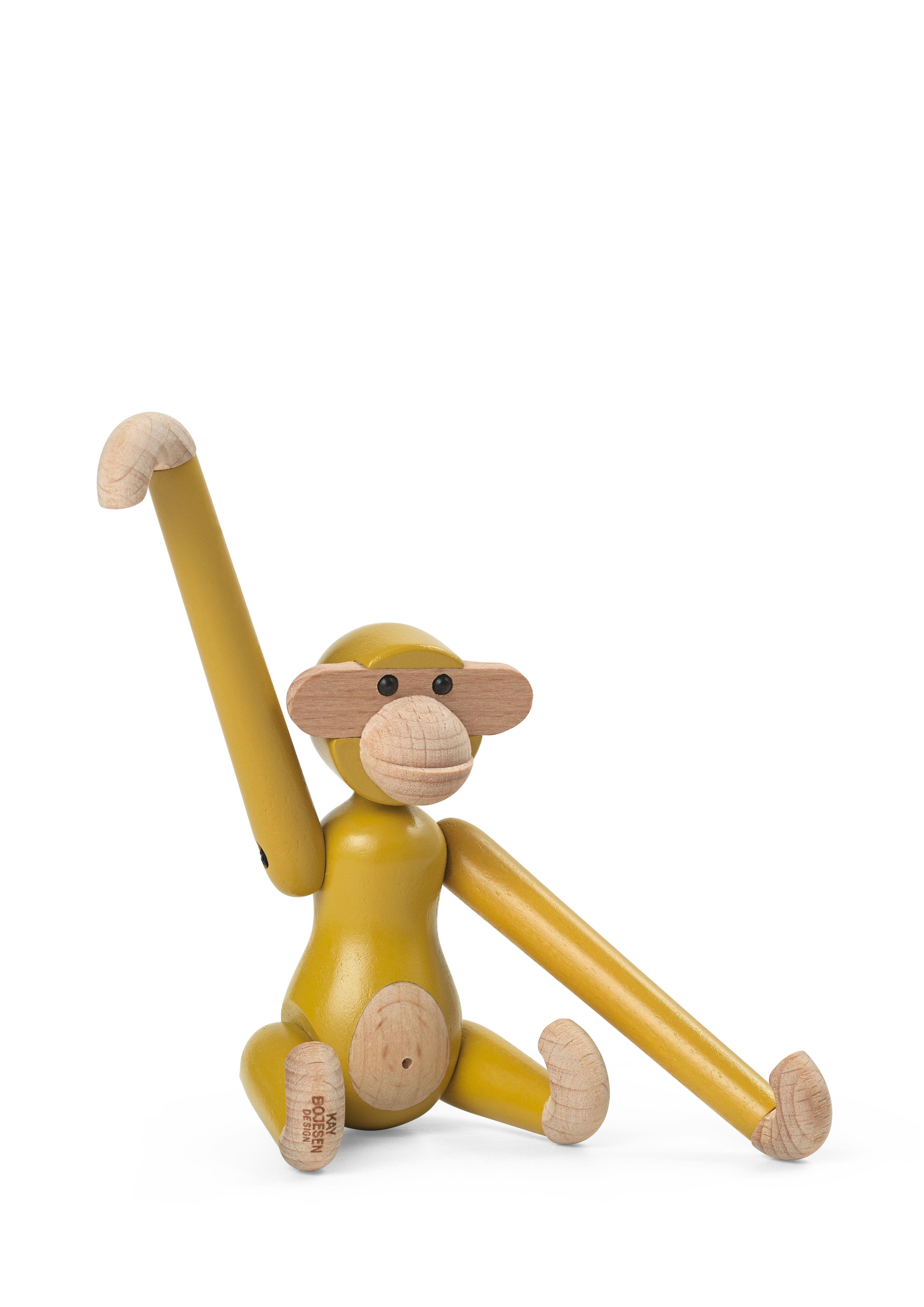 Affe mini von Kay Bojesen in der Farbe Vintage Gelb, hergestellt aus Holz