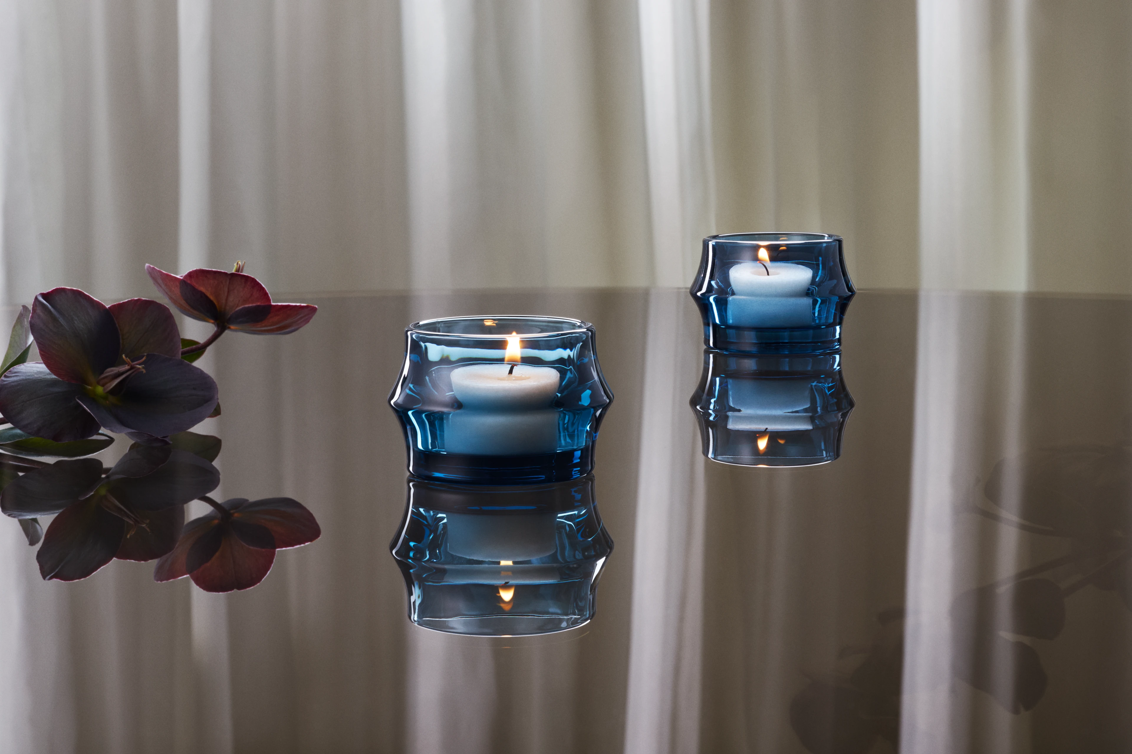 Tealight holder Ø7.2 cm 2 pcs. from Holmegaard in Dark blue color, made of Glass