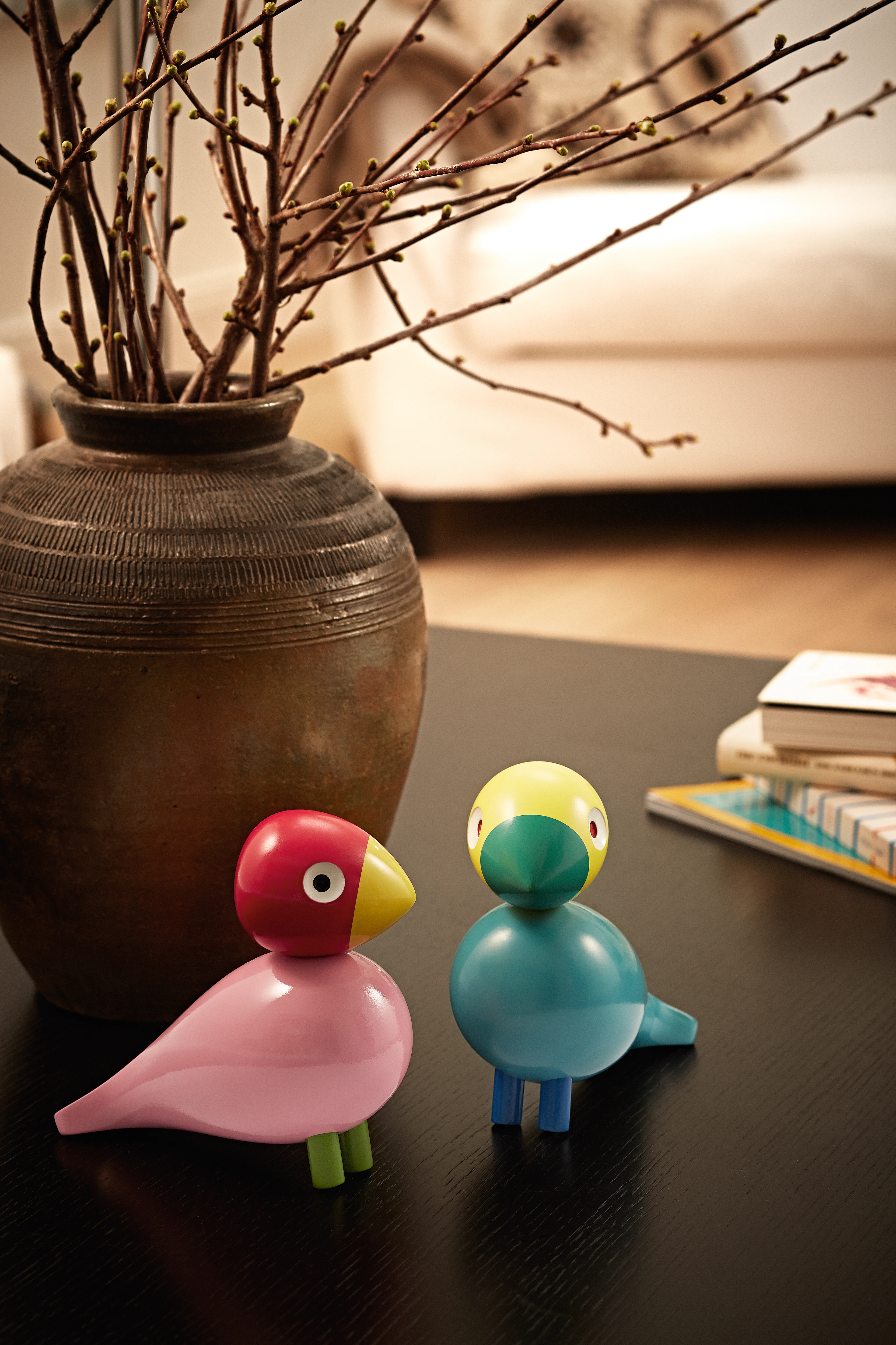 Sunshine Songbird H15.5 cm from Kay Bojesen in Turquoise/Yellow color, made of Wood