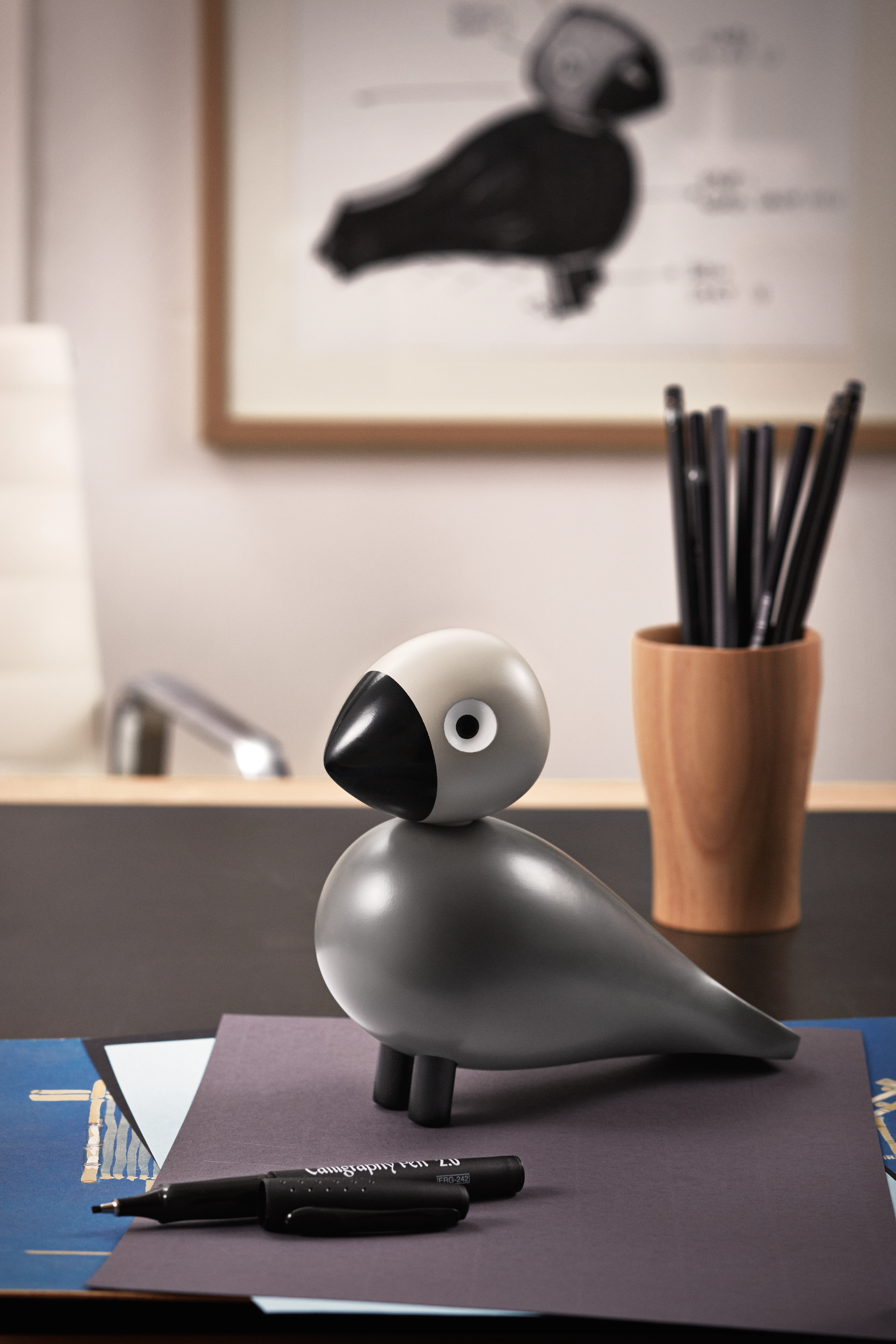 Ernst Songbird H15.5 cm from Kay Bojesen in Grey/Light grey color, made of Wood