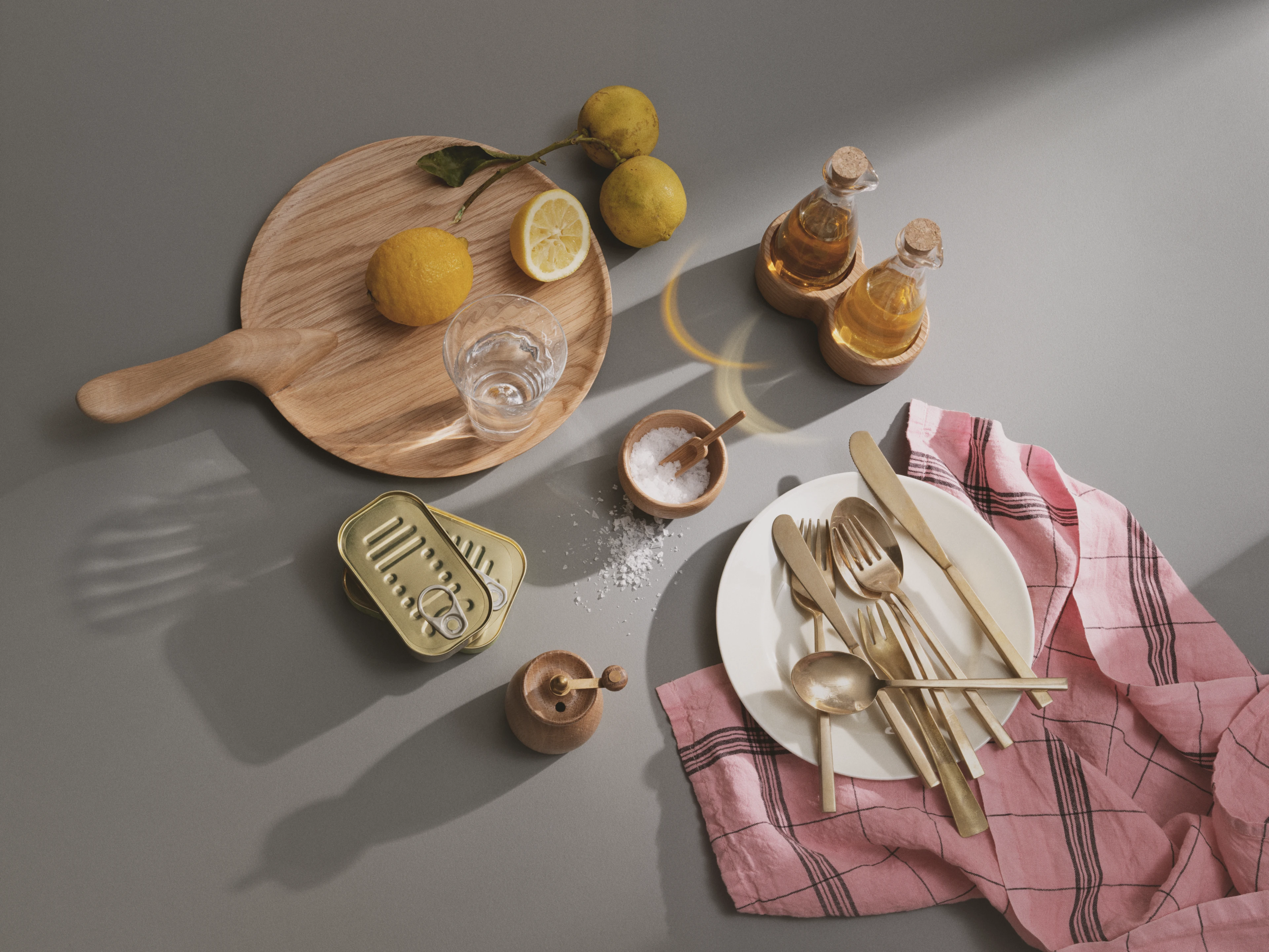 Salt cellar with spoon Ø7 cm from Kay Bojesen in Oak color, made of Wood