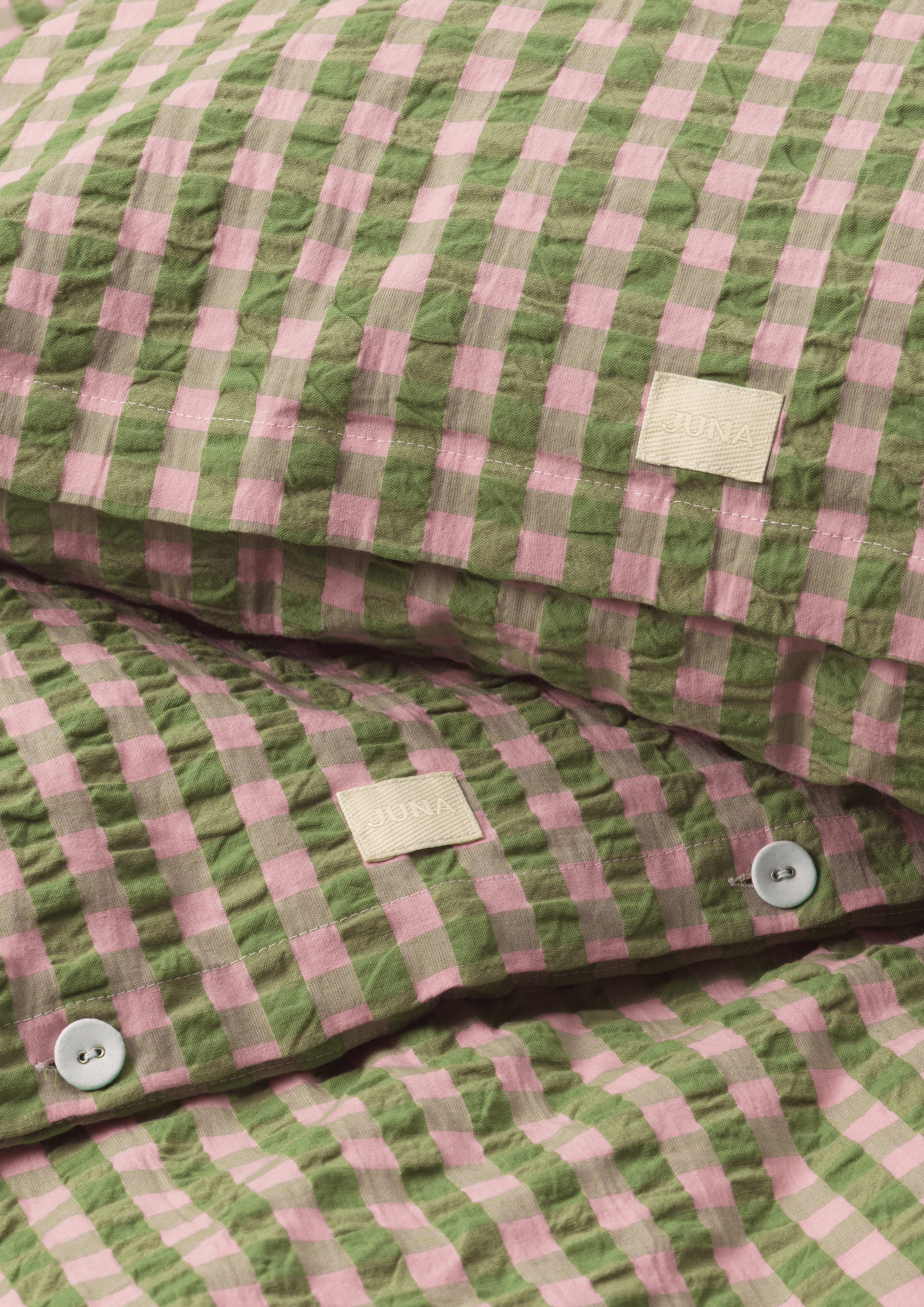 Bed linen 140x220 cm from JUNA in Green/Soft Pink color, made of Cotton