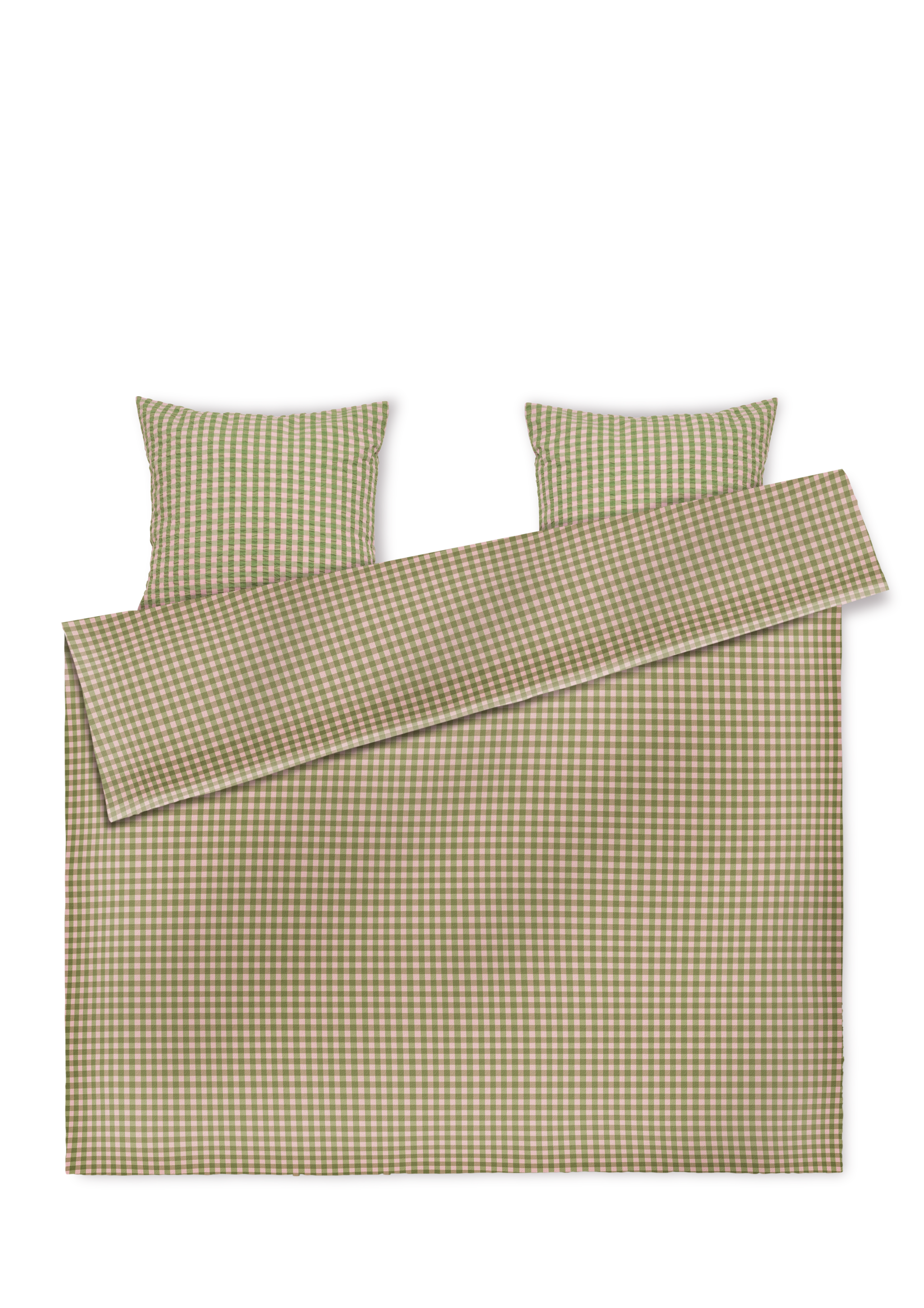 Sengetøj 220x220 cm fra JUNA i farven Grøn/Soft pink, lavet af Bomuld