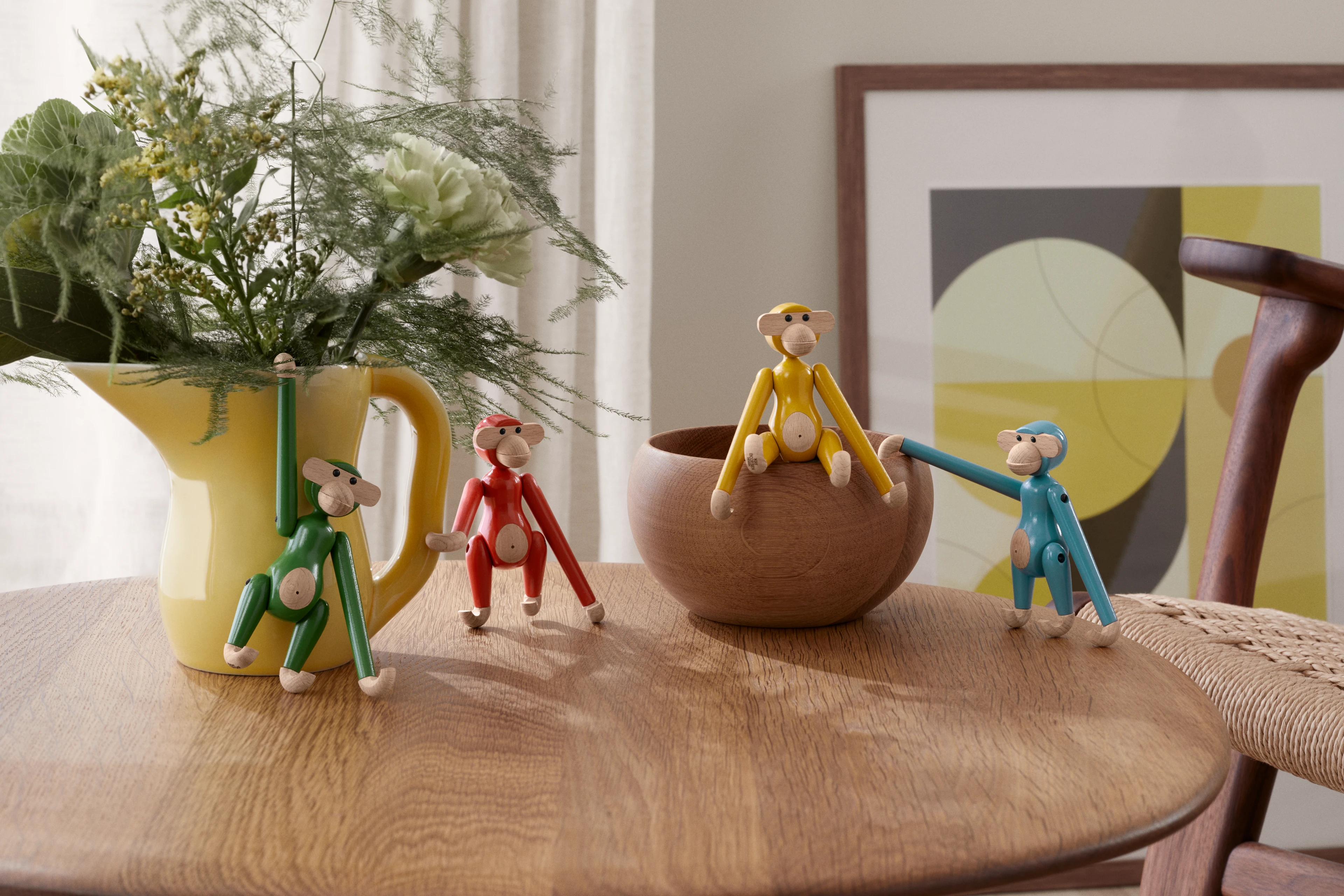 Monkey mini from Kay Bojesen in Vintage Yellow color, made of Wood