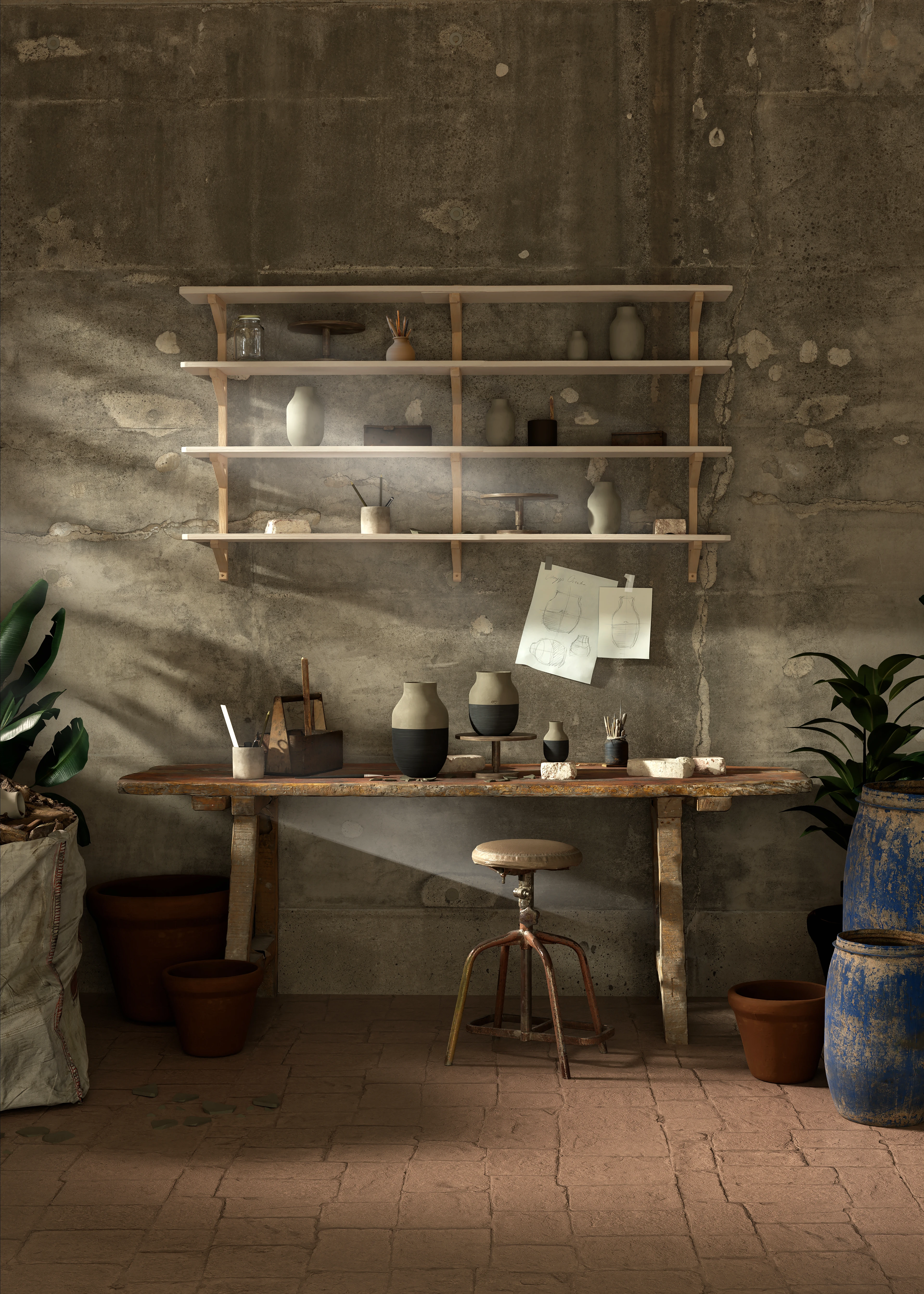 Vase H20 cm fra Kähler i farven Antracitgrå, lavet af Keramik