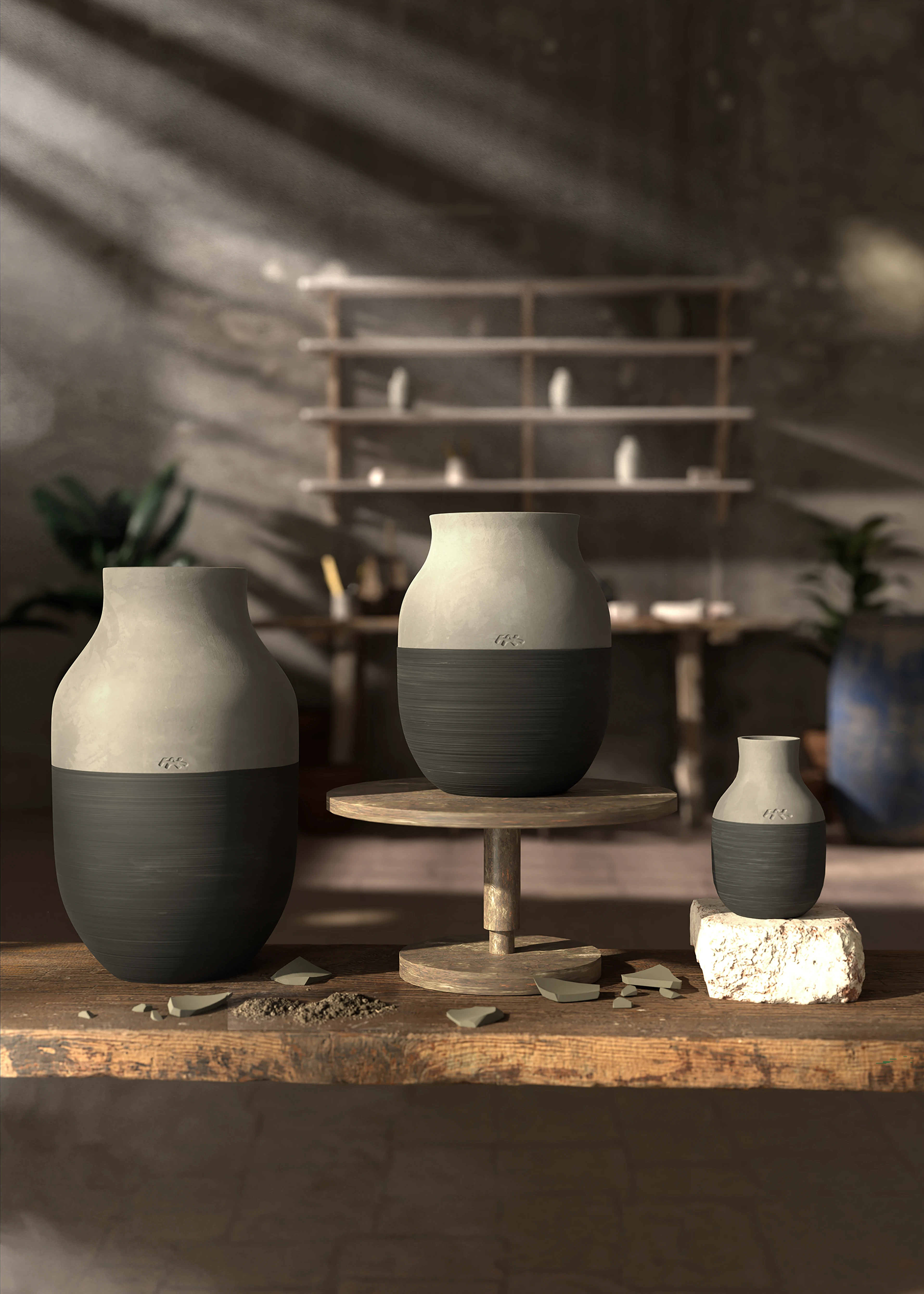 Vase H31 cm from Kähler  in Anthracite grey color, made of Ceramics