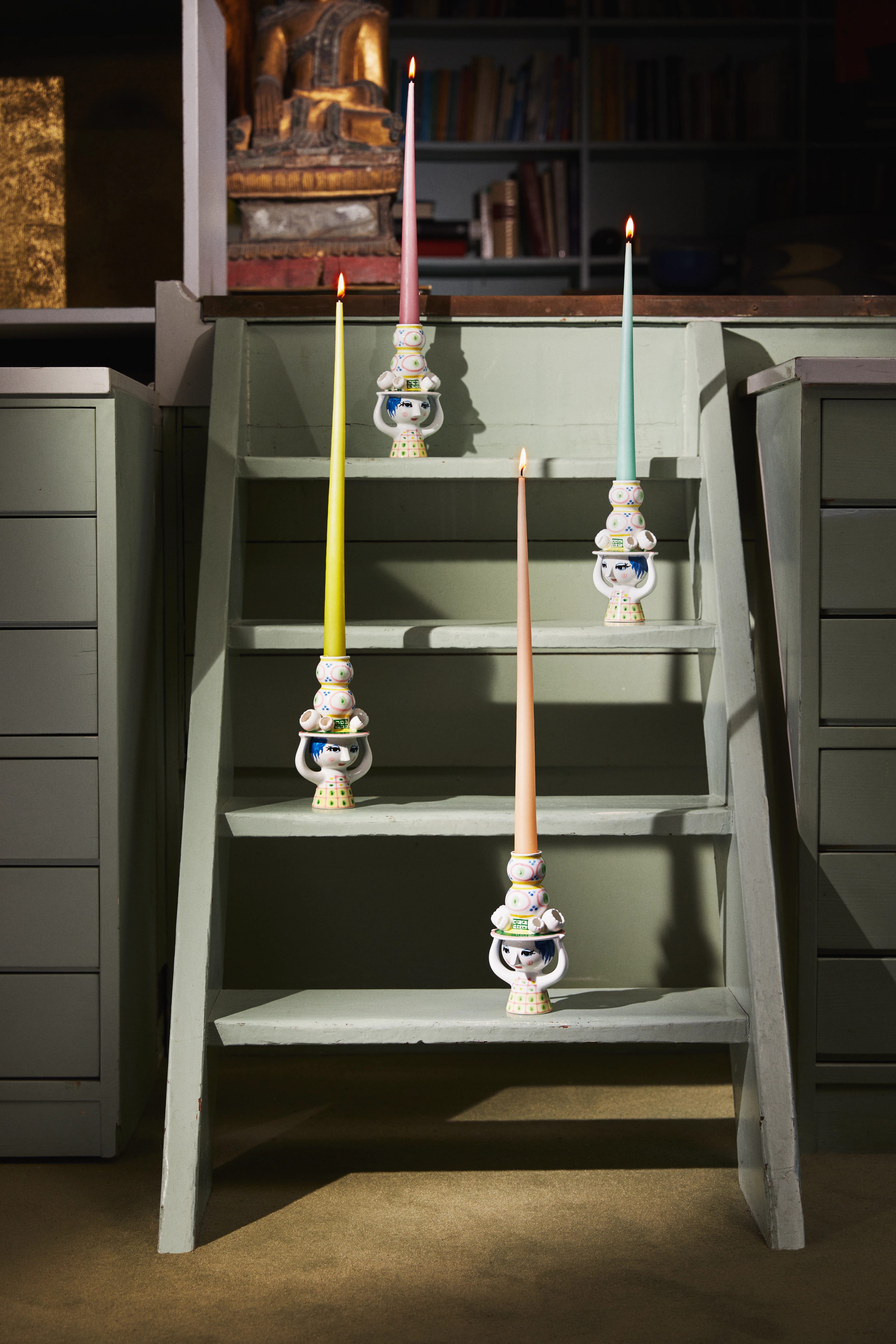 Lysestage H16 cm fra Bjørn Wiinblad i farven Pink, lavet af Keramik