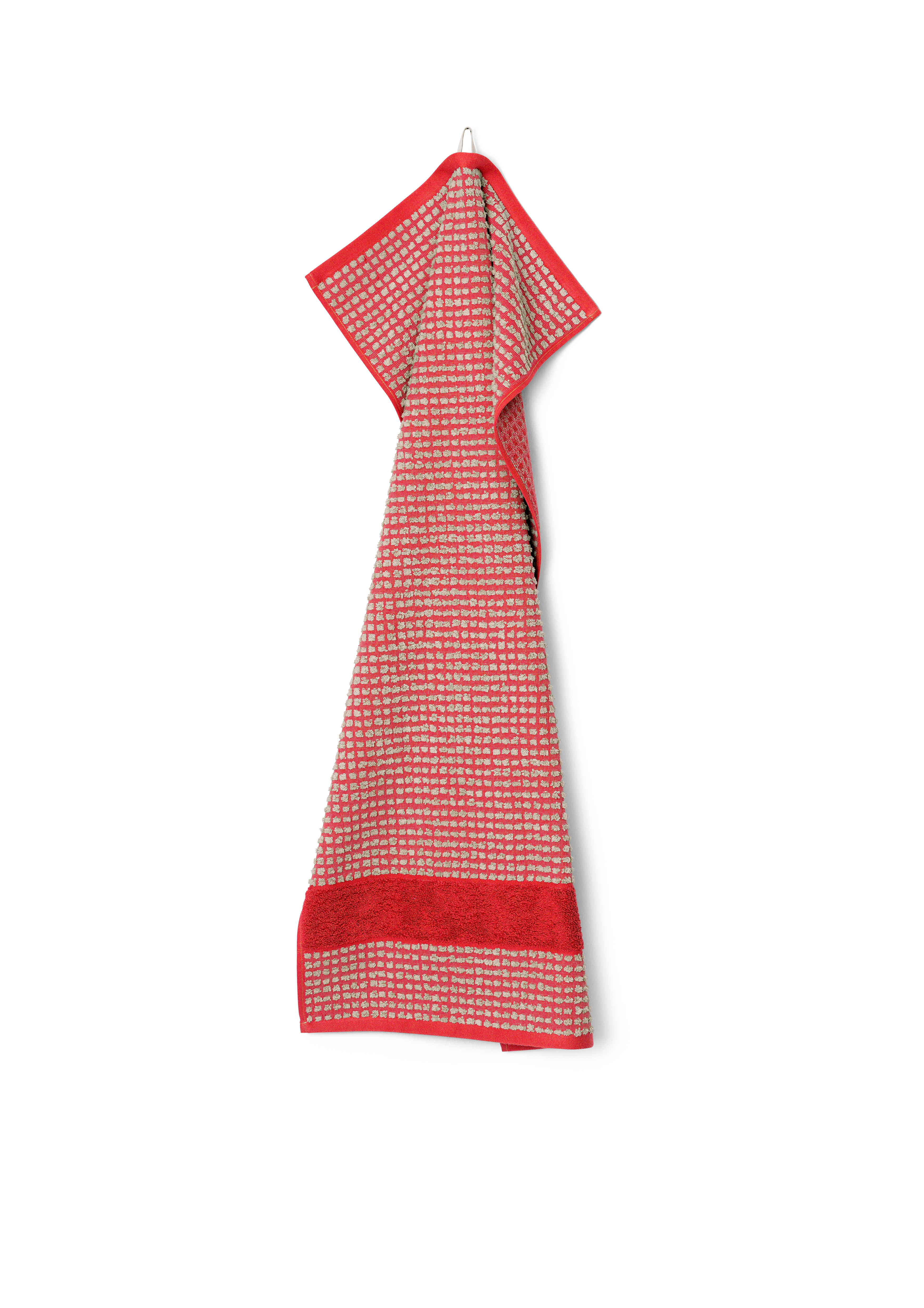 Towel 50x100 cm from JUNA in Red/Sand color, made of Cotton