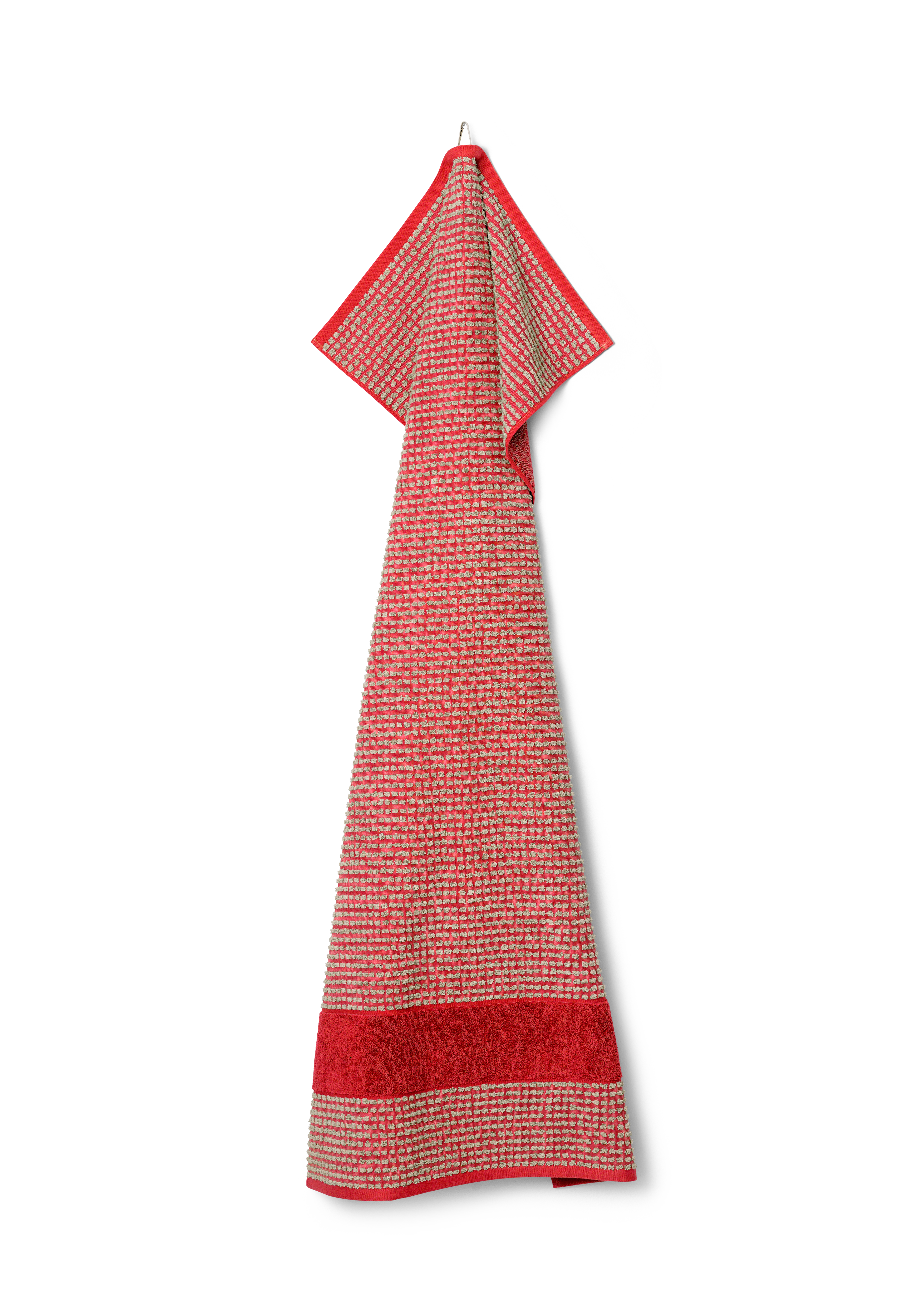 Towel 70x140 cm from JUNA in Red/Sand color, made of Cotton