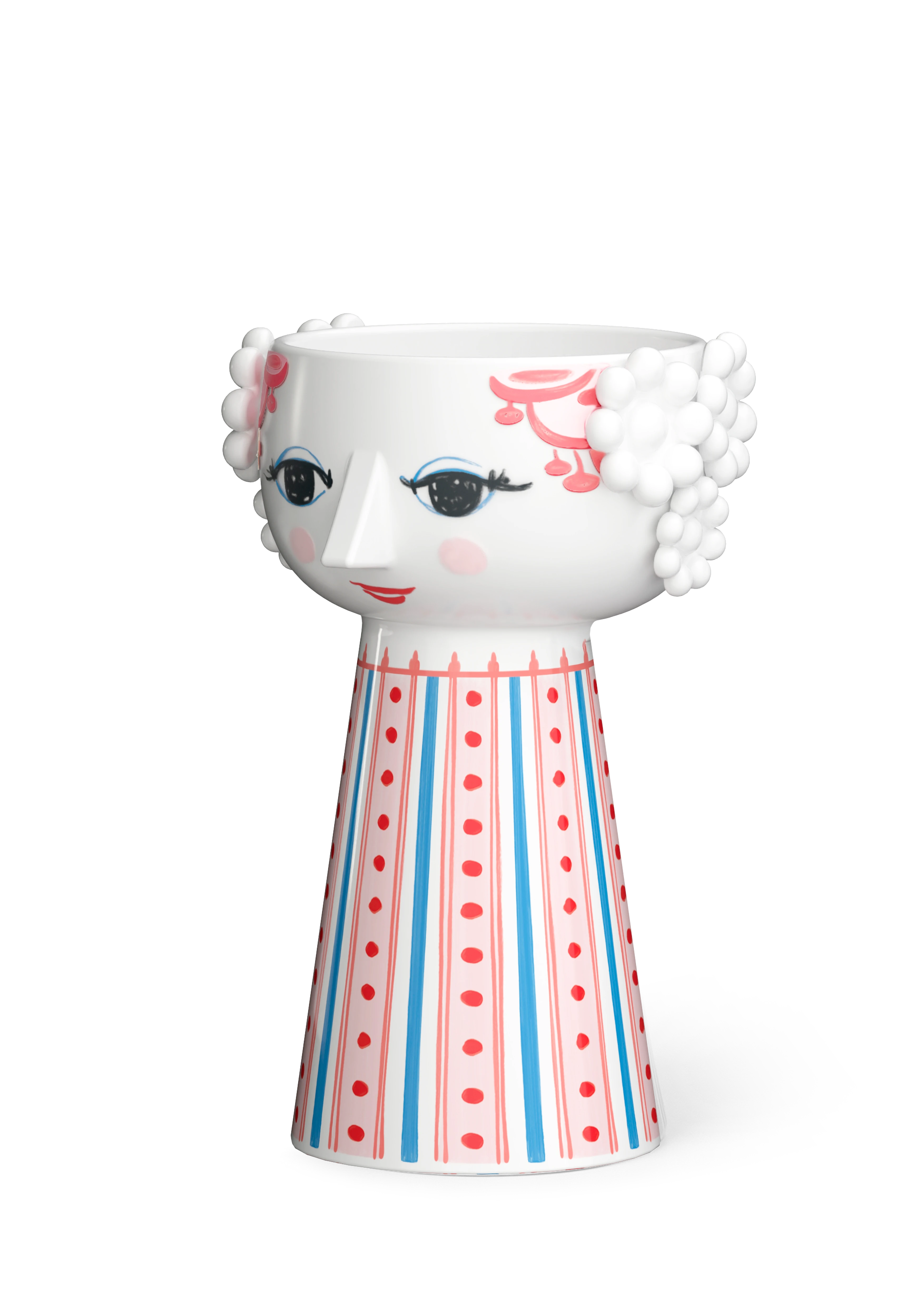 Ljusstake H14 cm från Bjørn Wiinblad i färgen Damm röd, tillverkad av Keramik