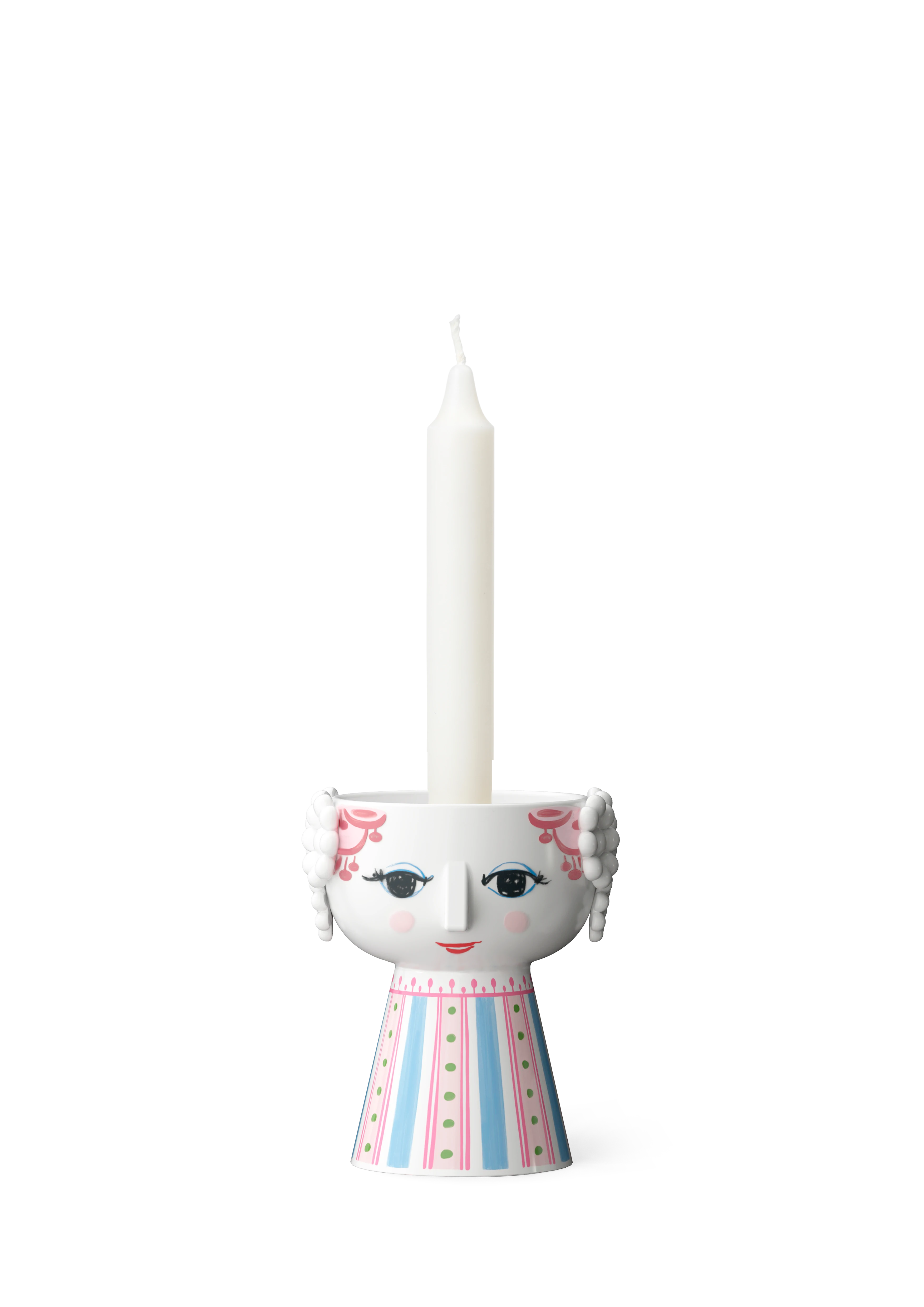 Kerzenständer H9.5 cm von Bjørn Wiinblad in der Farbe Pink, hergestellt aus Keramik