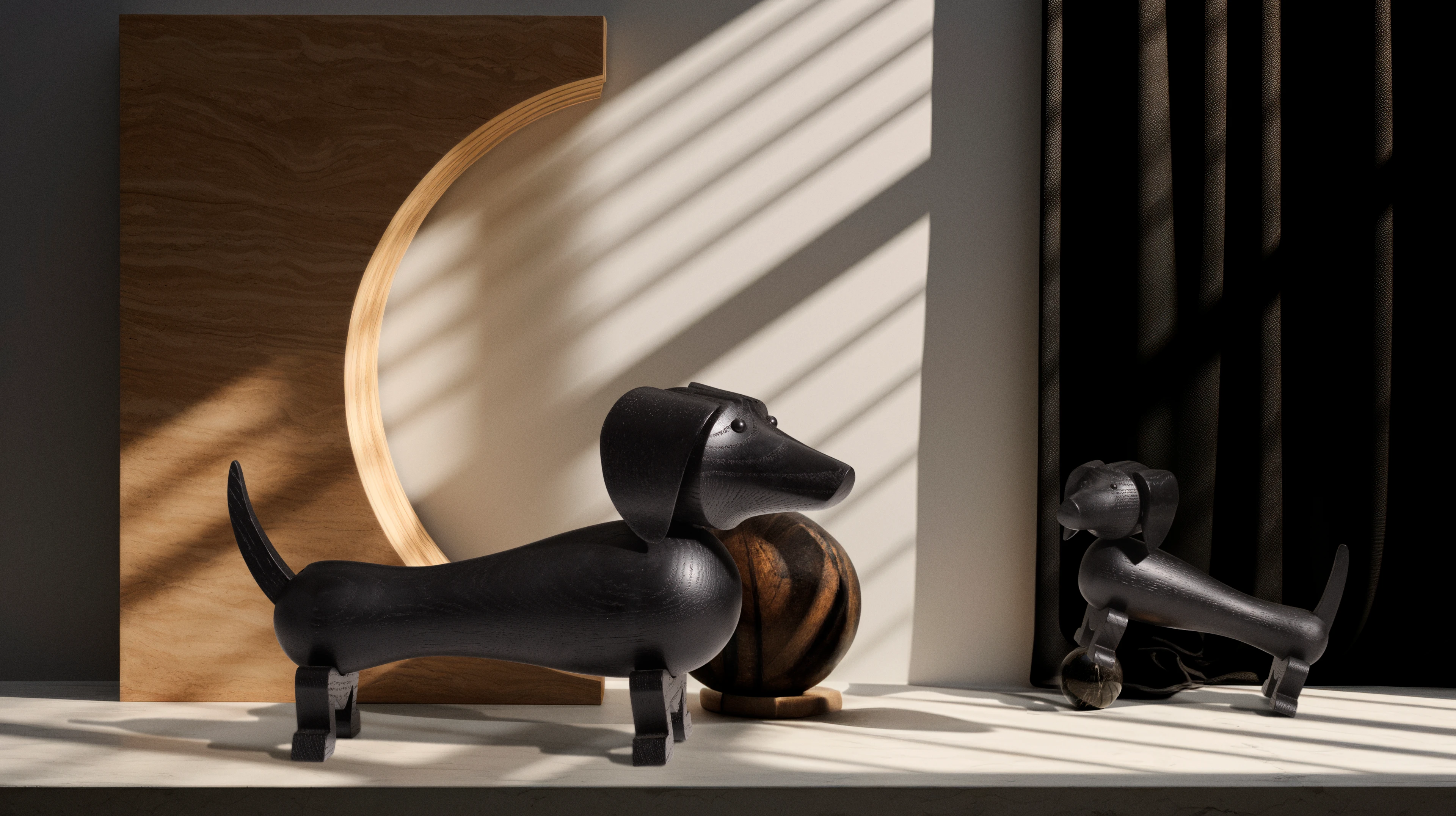 Dog small from Kay Bojesen in Dark stained oak color, made of Wood