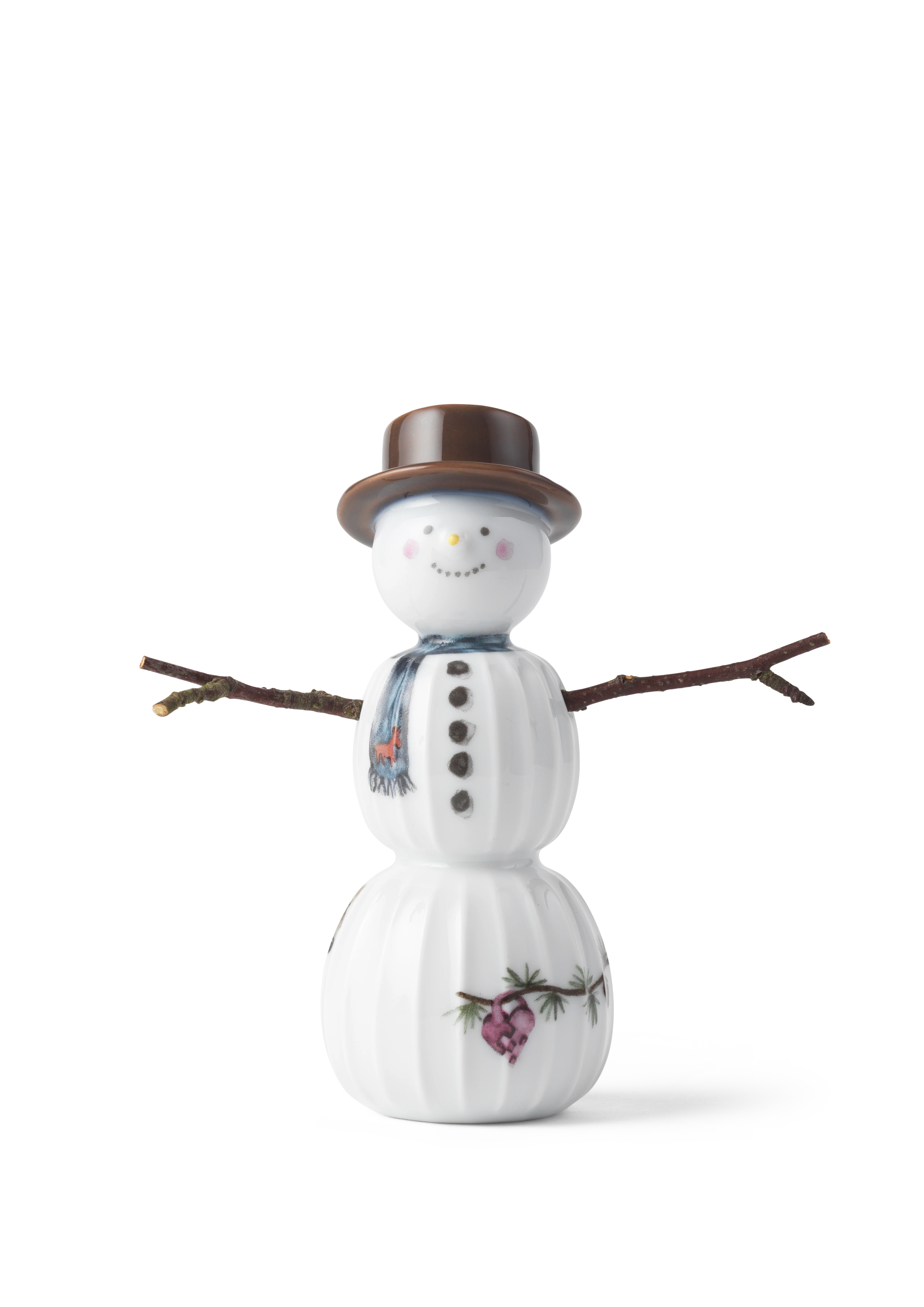 Schneemann H 11,5 von Kähler in der Farbe Weiss mit Dekoration, hergestellt aus Keramik
