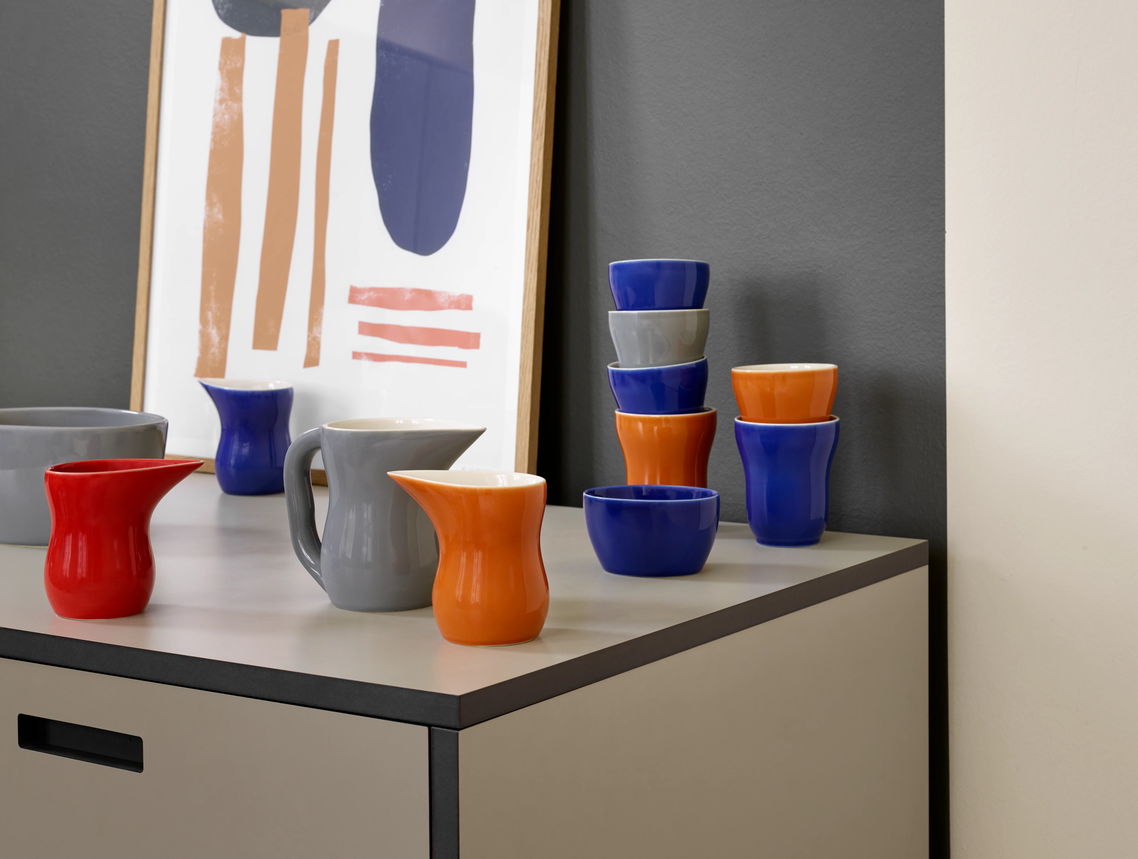 Ursula jug 0,5l white Jug 42 cl from Kähler  in Cobalt color, made of Ceramics