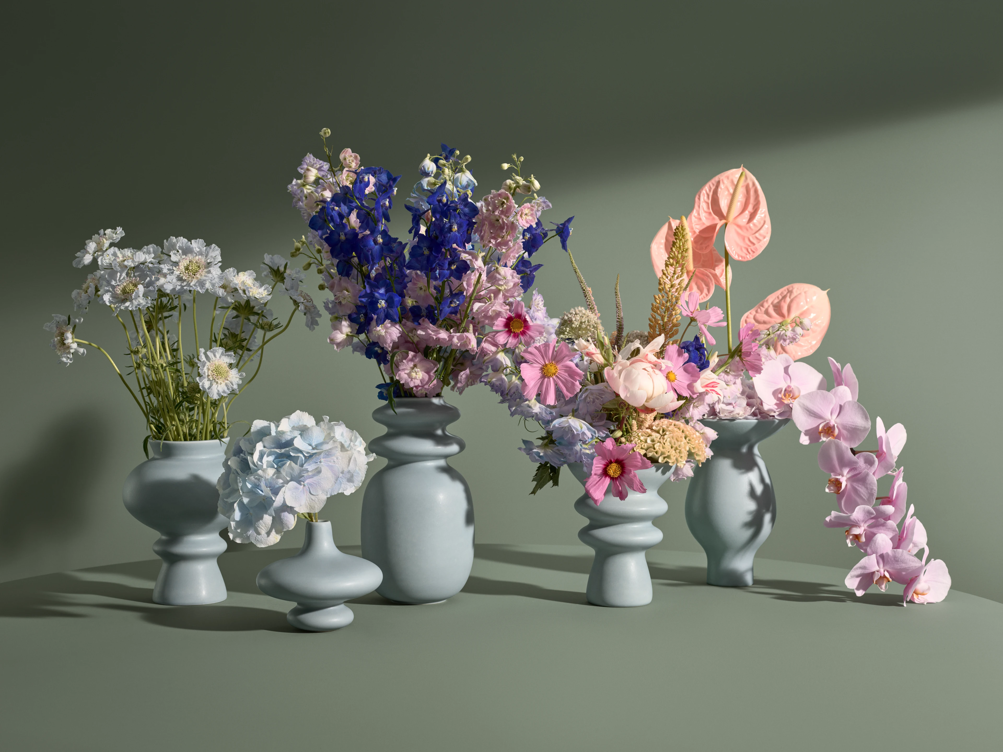 Vase H14 cm from Kähler  in Blue color, made of Ceramics