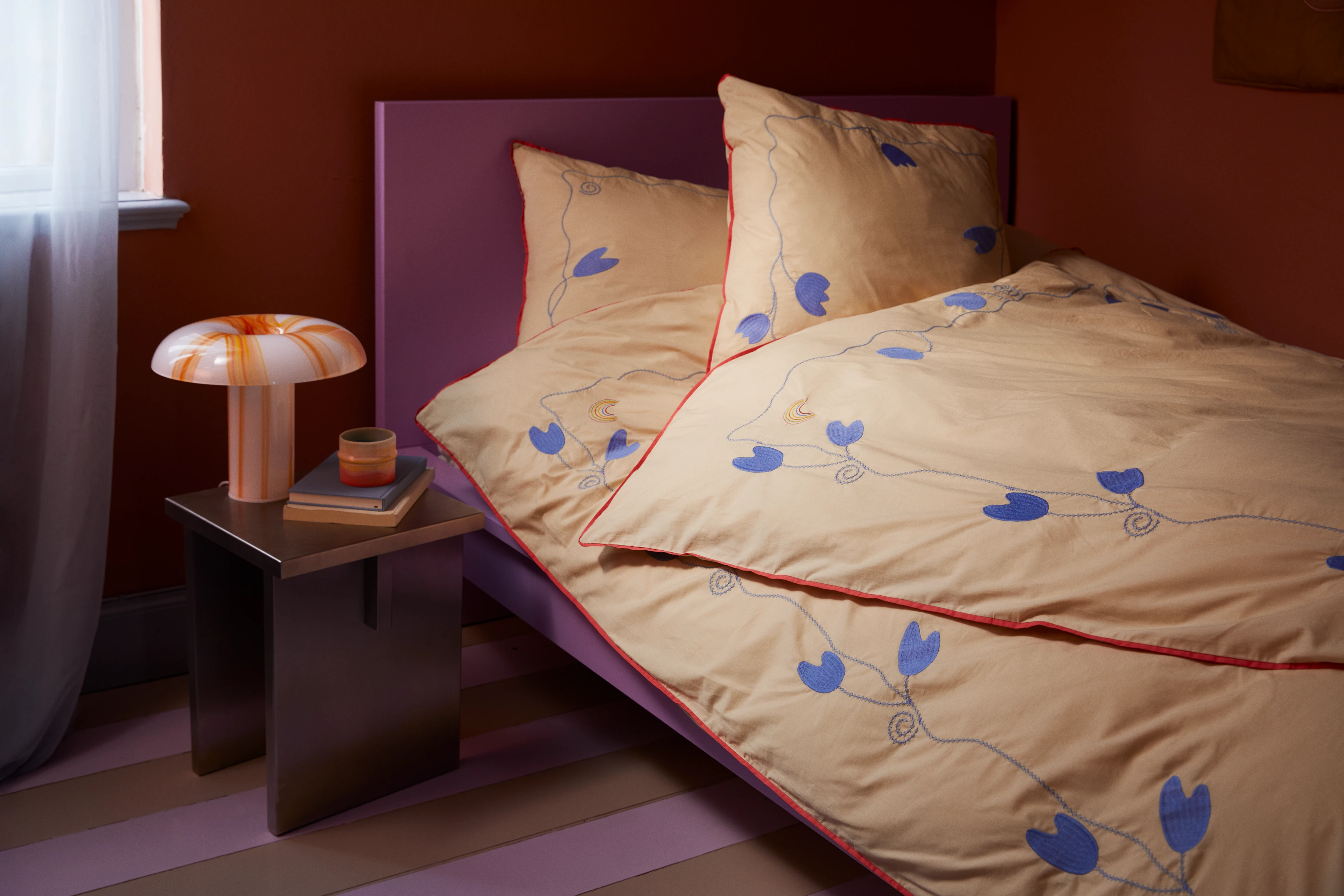 Bed linen 140x200 cm from JUNA in Sand color, made of Cotton