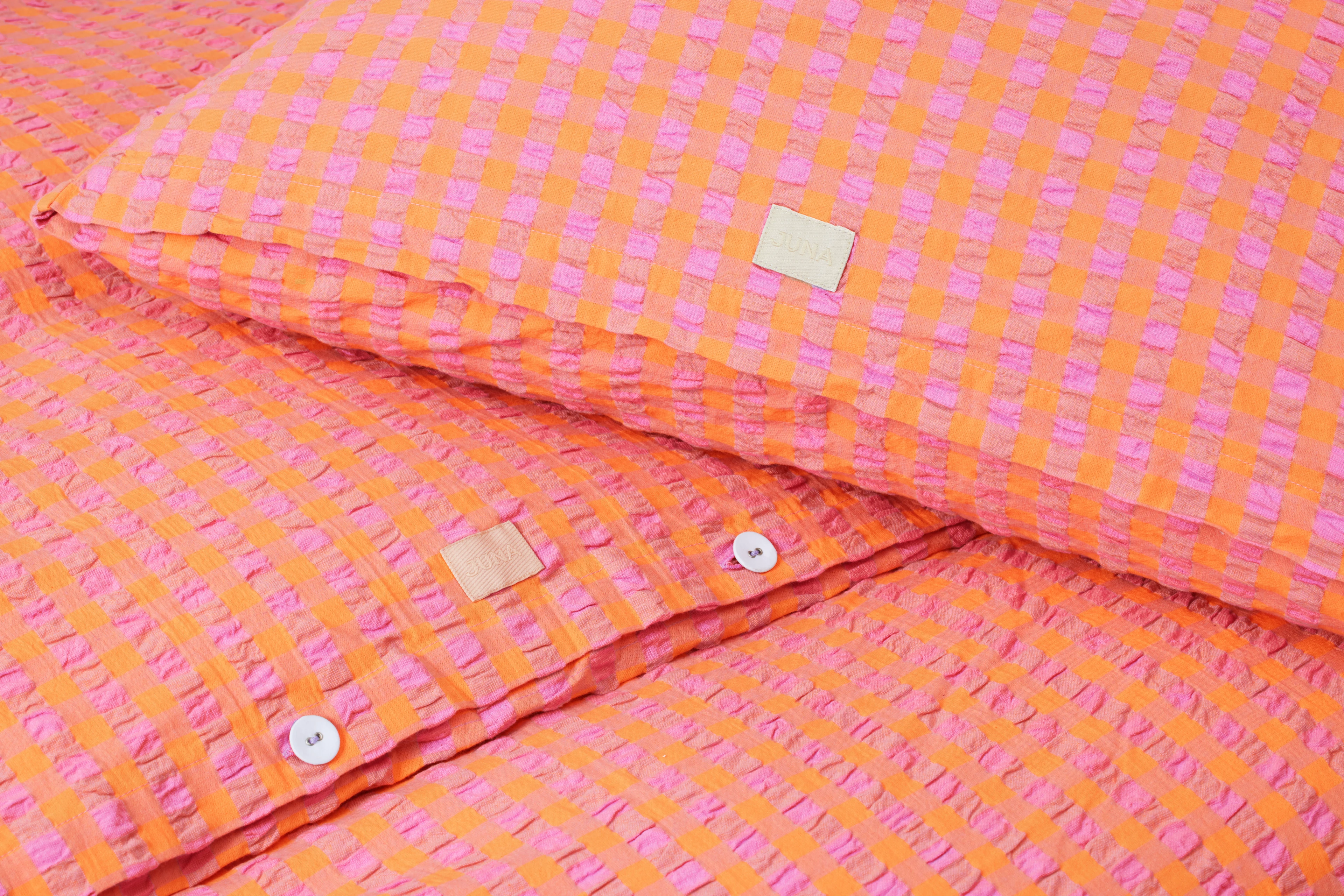 Bed linen 150x210 cm from JUNA in Pink/Orange color, made of Cotton