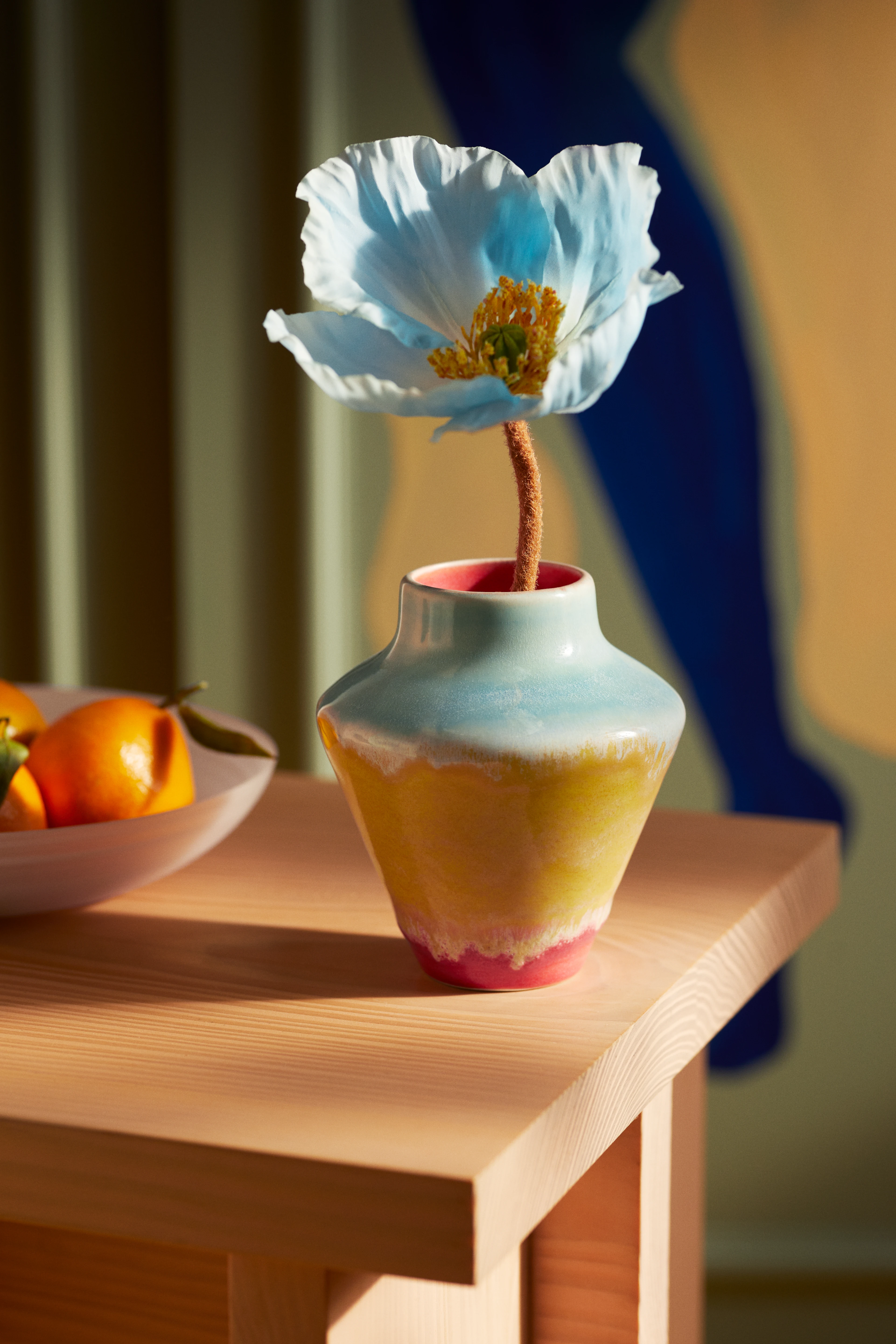 Vase H12 cm from Kähler  in Pink/Mint/Yellow color, made of Ceramics