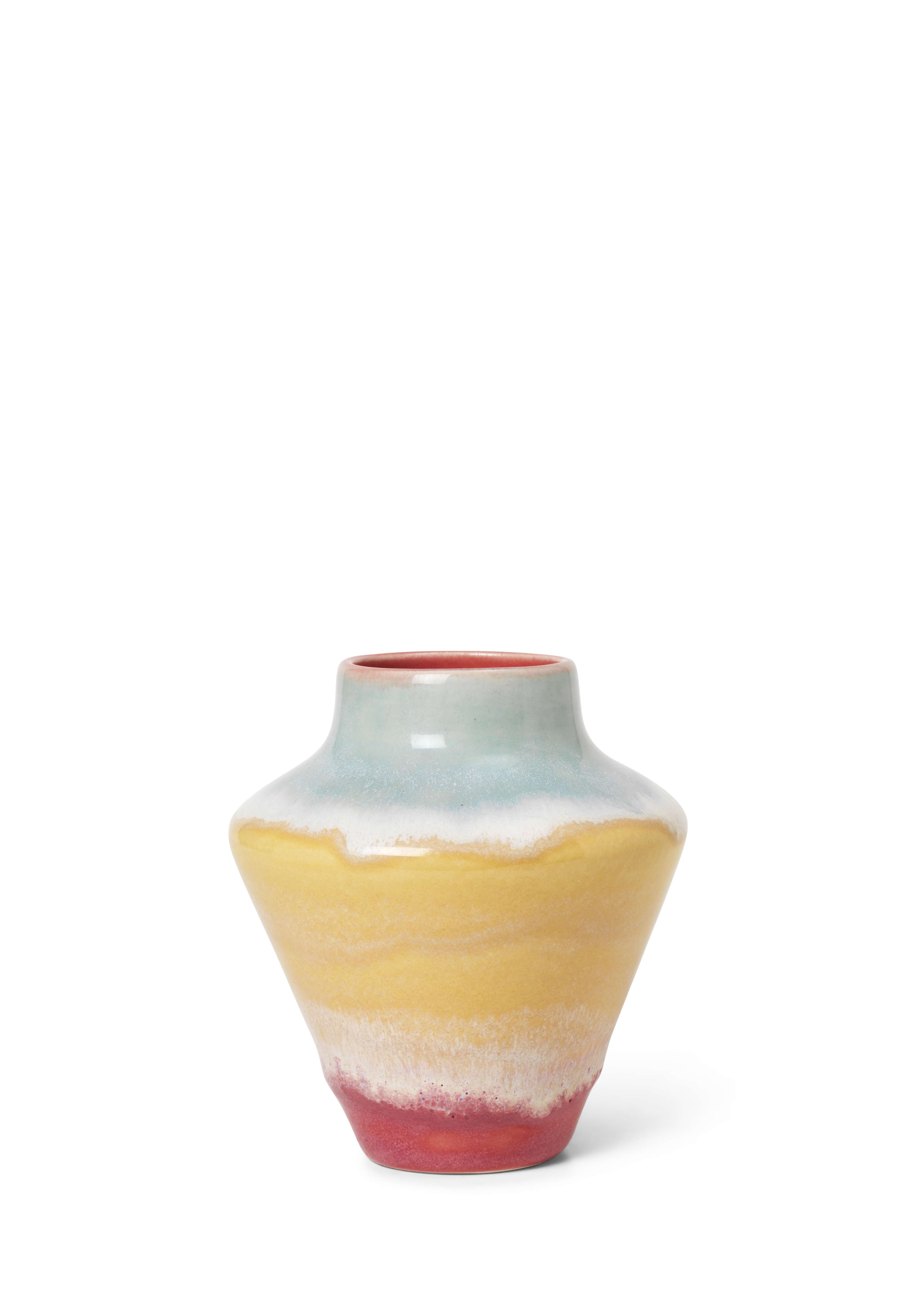 Vase H12 cm von Kähler in der Farbe Pink/Mint/Gelb, hergestellt aus Keramik