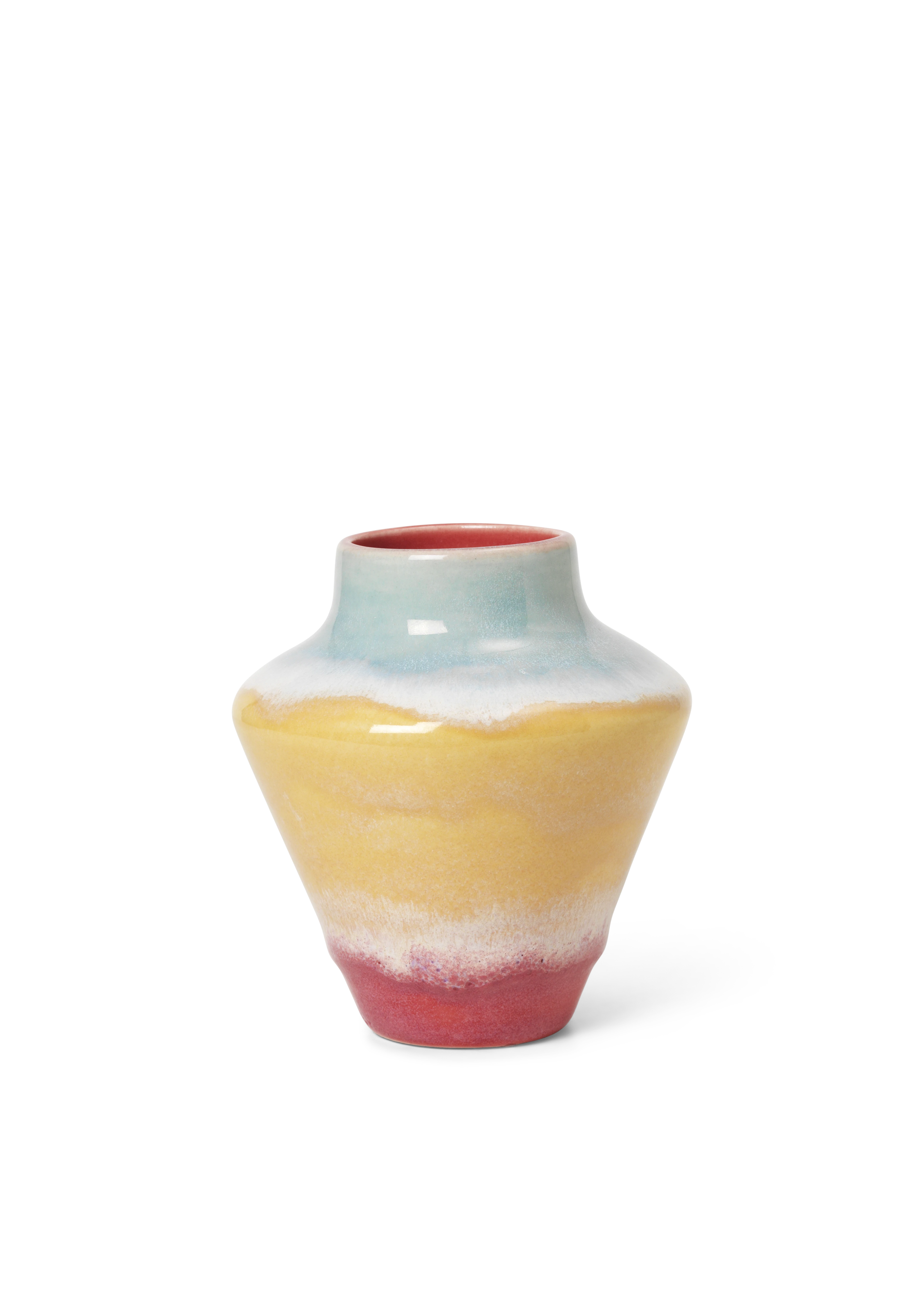 Vas H12 cm från Kähler i färgen Pink/Mint/Gul, tillverkad av Keramik