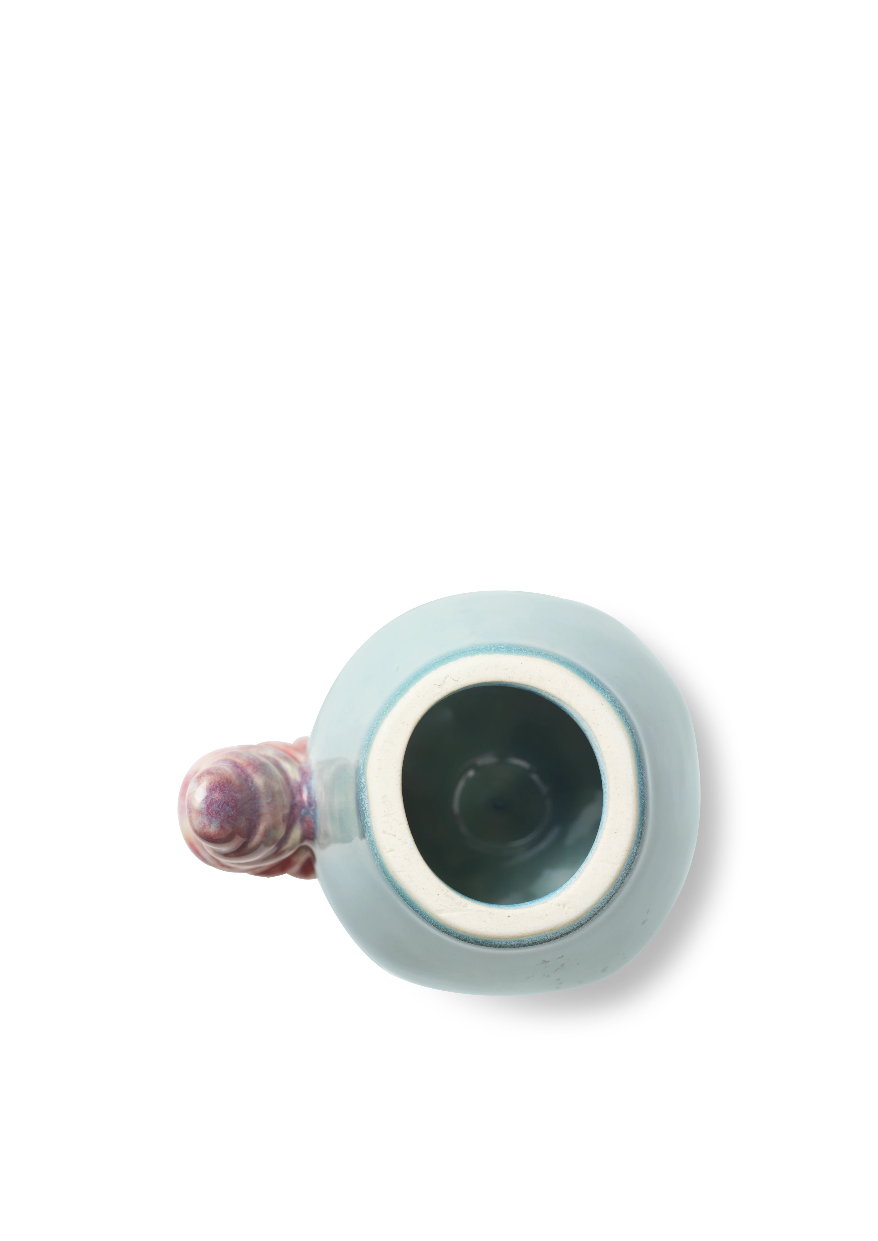 Apple with caterpillar from Kähler in Mint/Pink color, made of Ceramics