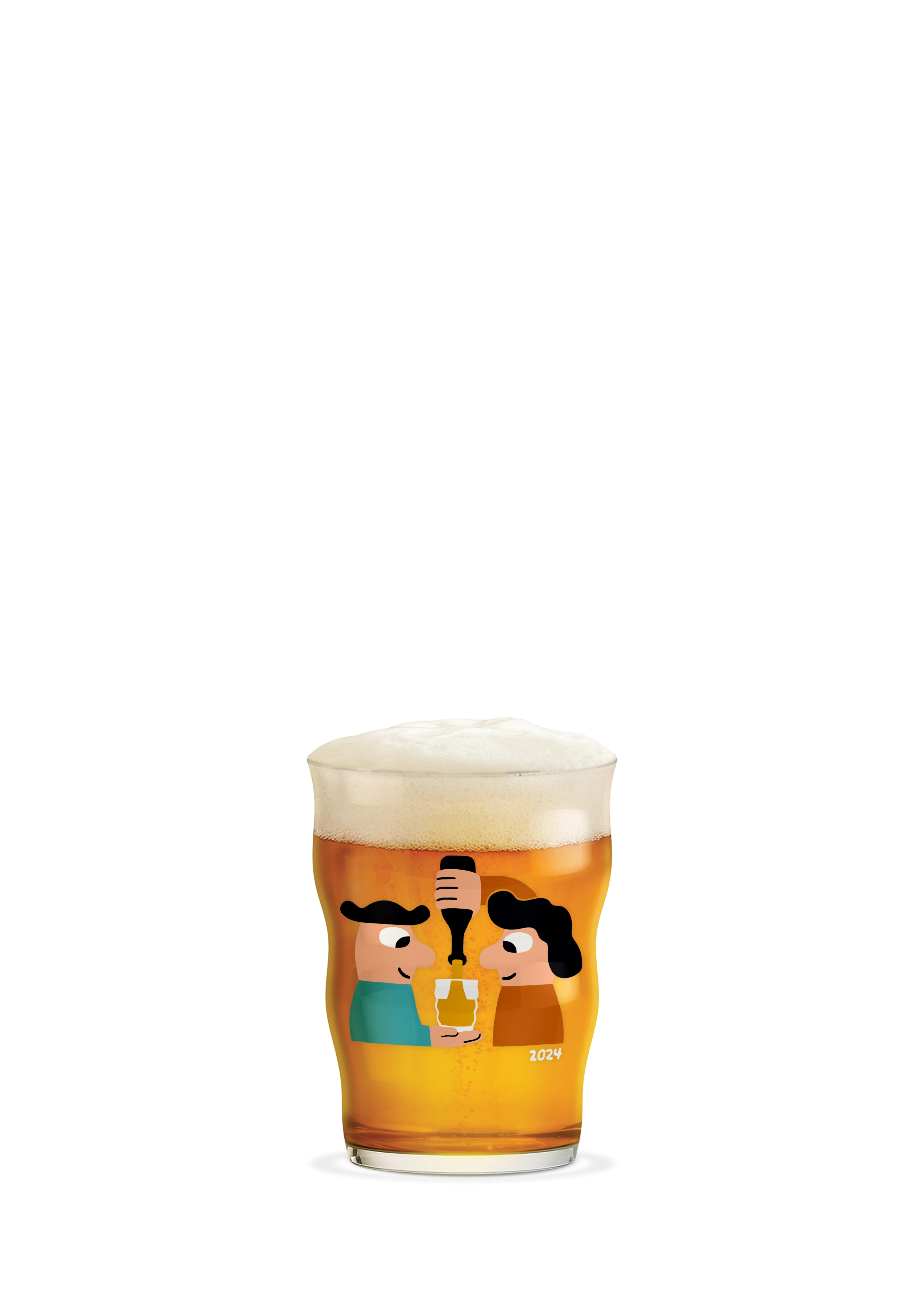 Pint Beer Glas 2024 40 cl from Holmegaard in Clear w. deco color, made of Glass