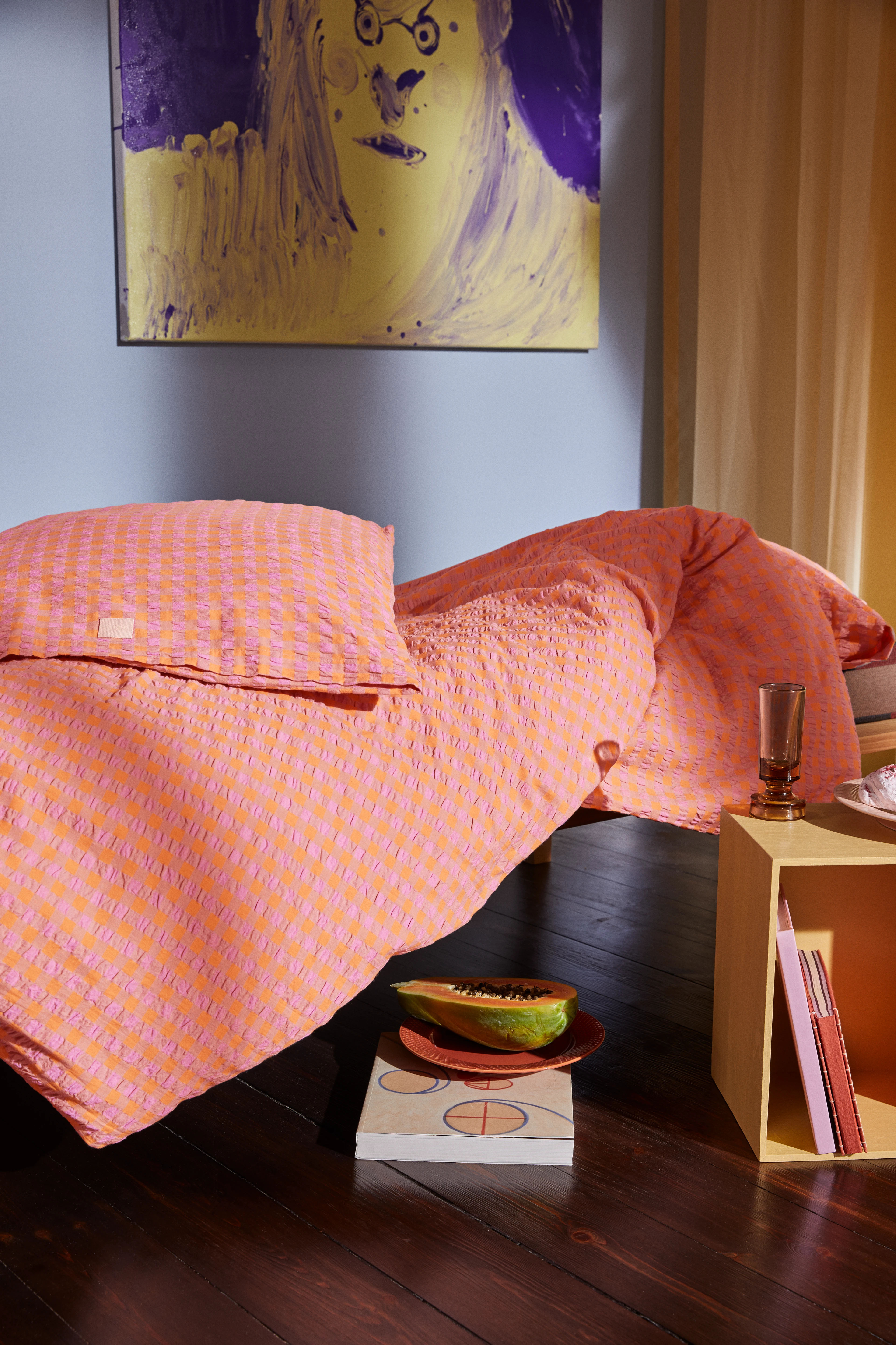 Pudebetræk 60x50 cm fra JUNA i farven Pink/Orange, lavet af Bomuld