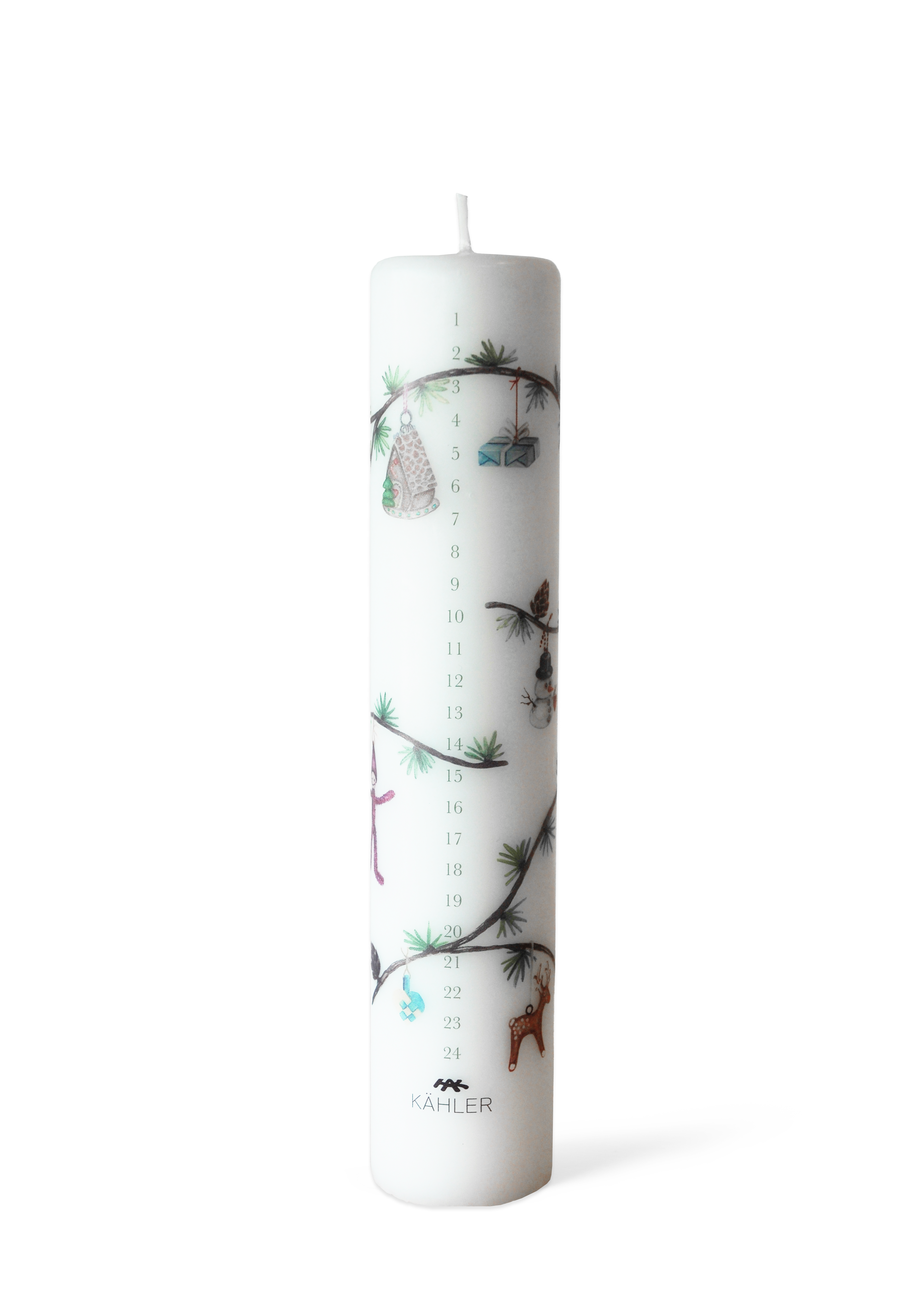 Kähler Advent Candle 2024 Ø5 cm in White w. deco