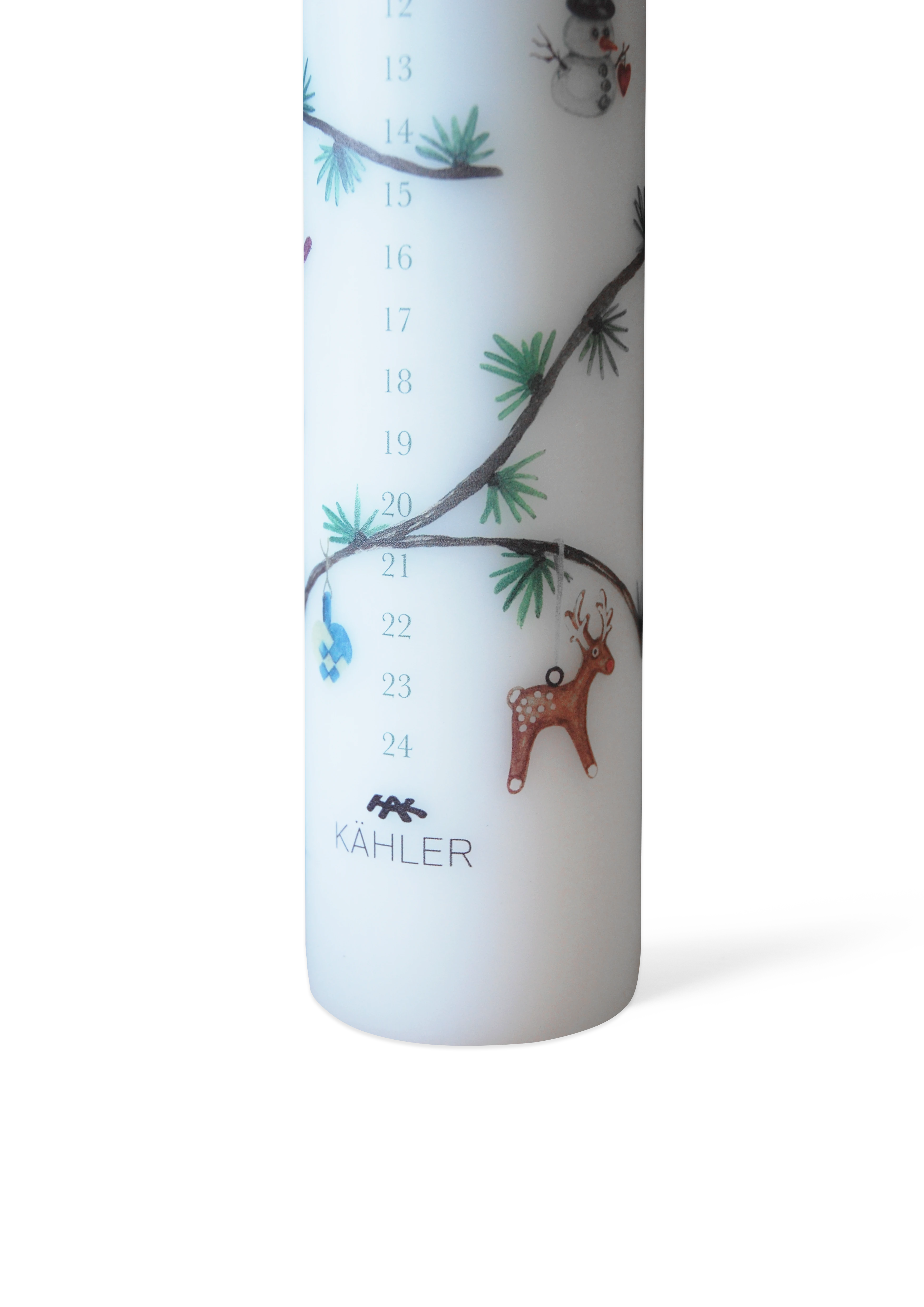 Adventsljus 2024 Ø5 cm från Kähler i färgen Vit m. deko, tillverkad av Parafin