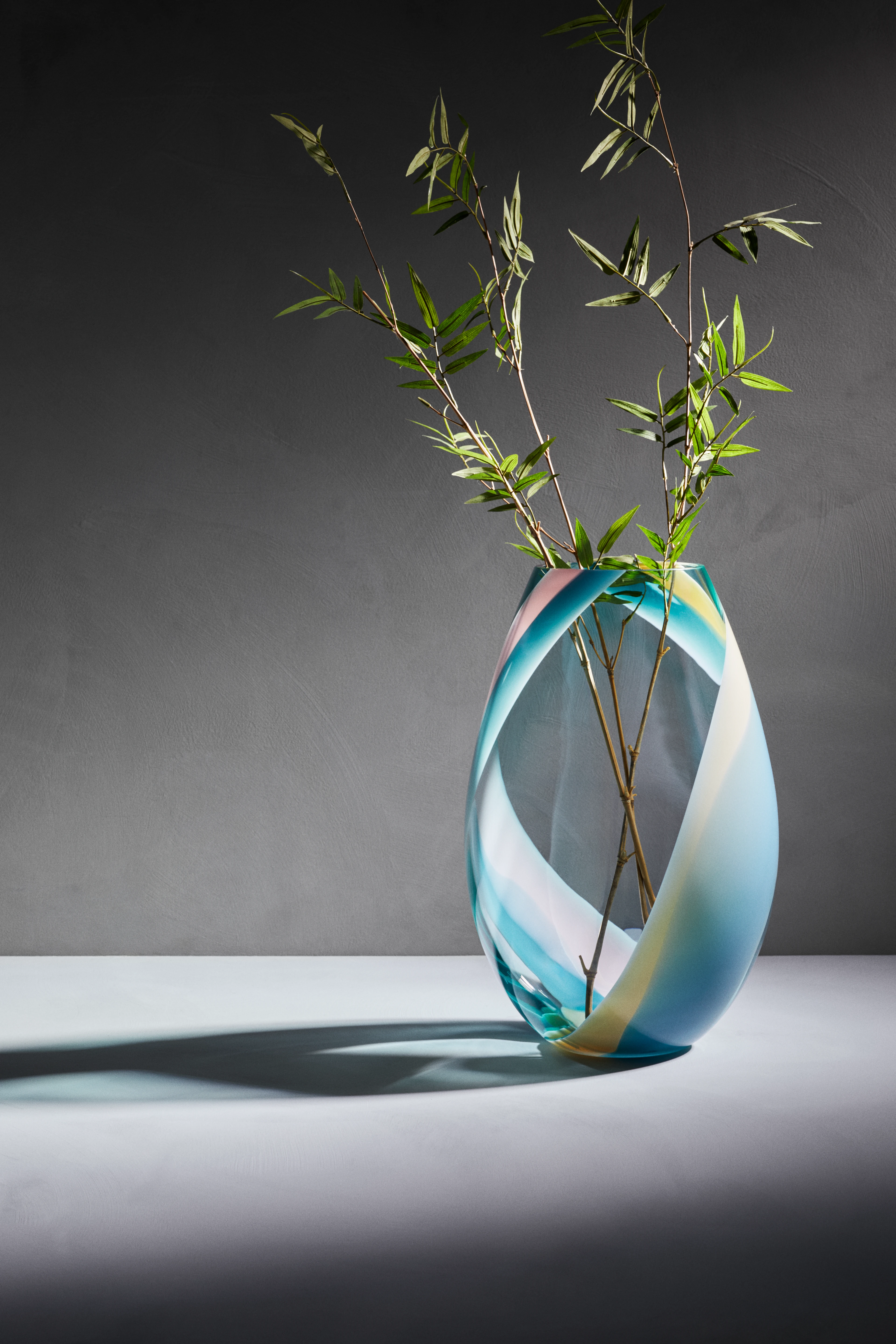 Vase H45 cm from Holmegaard in Lake color, made of Glass