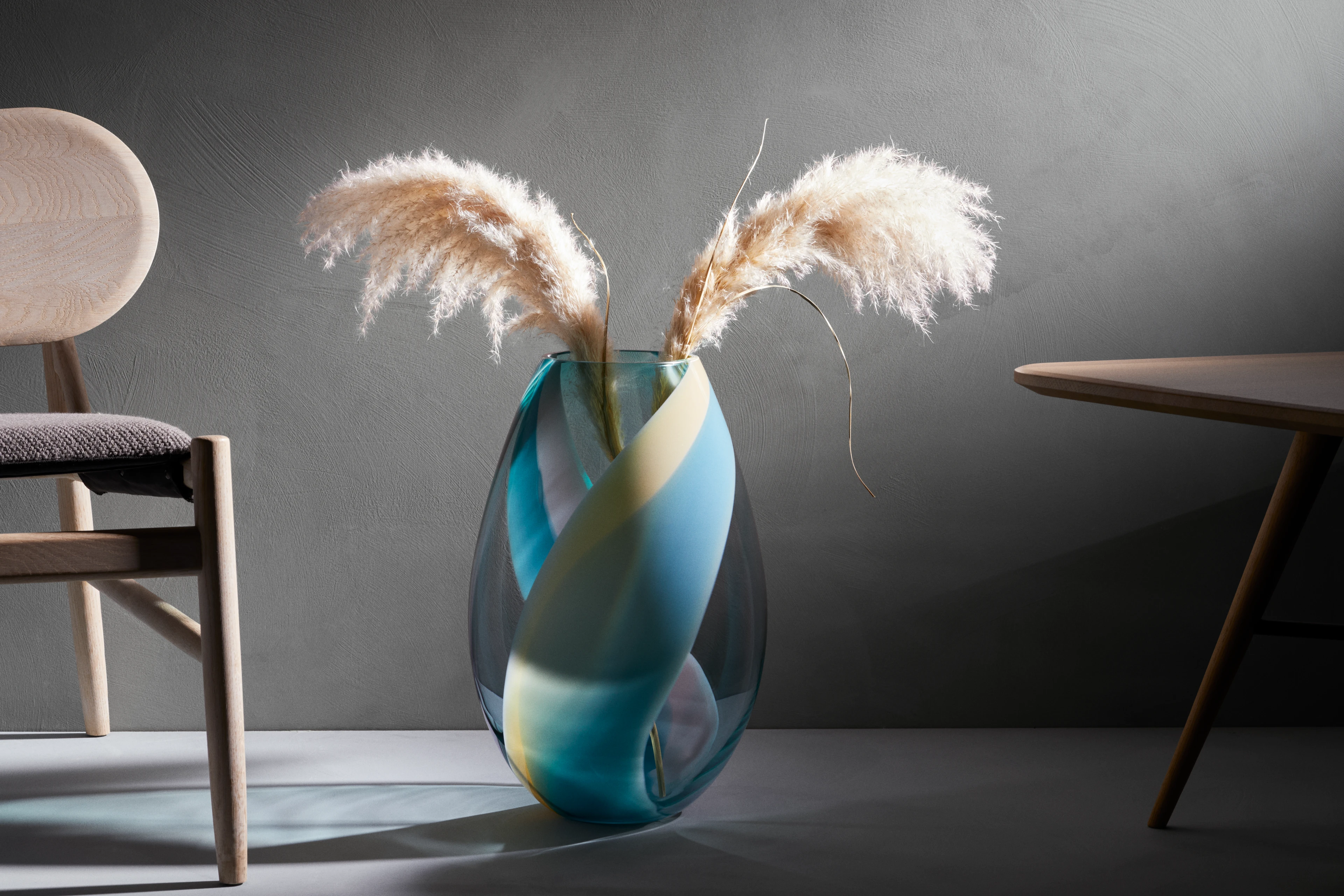 Vase H45 cm from Holmegaard in Lake color, made of Glass