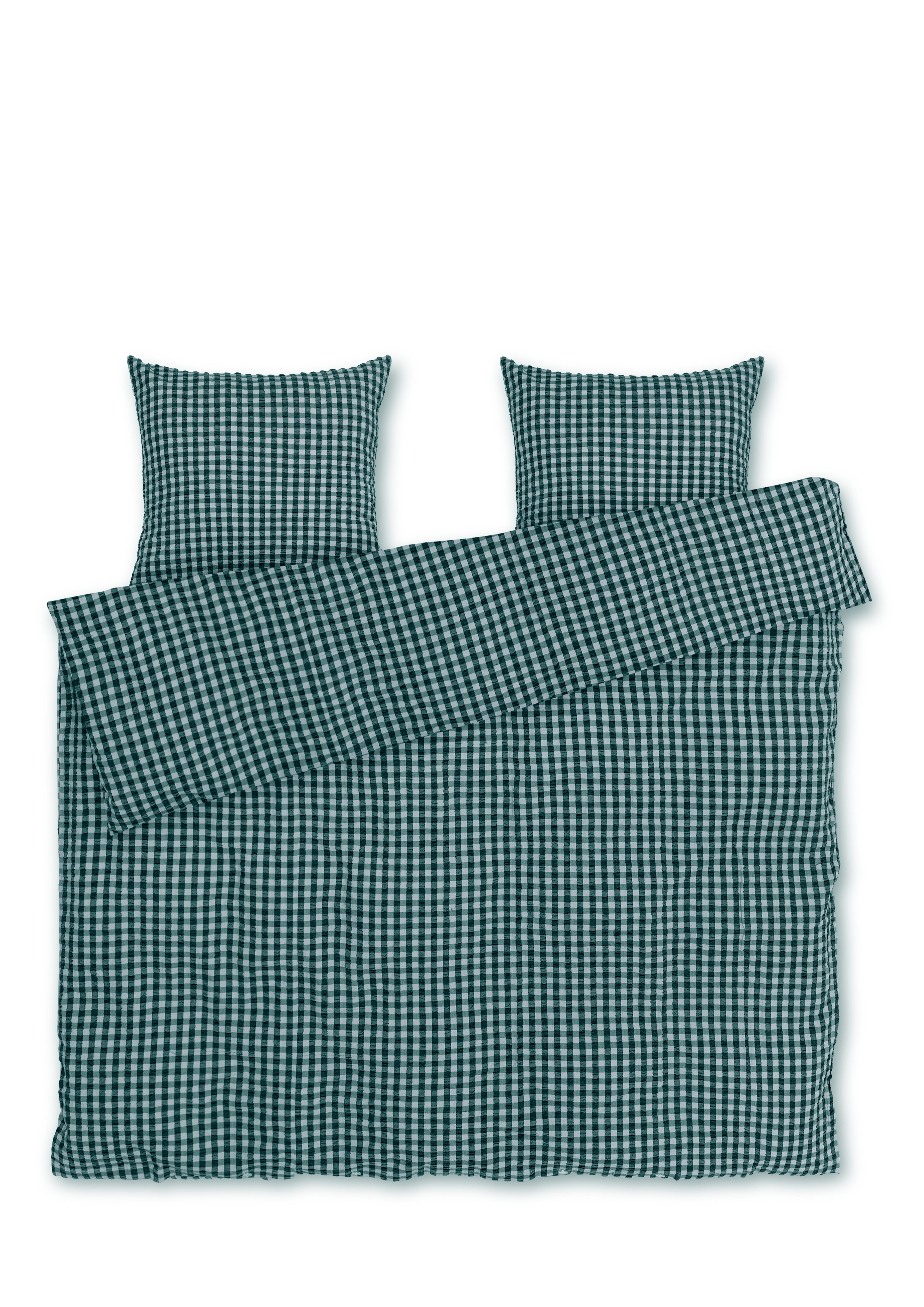 Bettwäsche 200x220 cm von JUNA in der Farbe Grün/Hellblau, hergestellt aus Baumwolle
