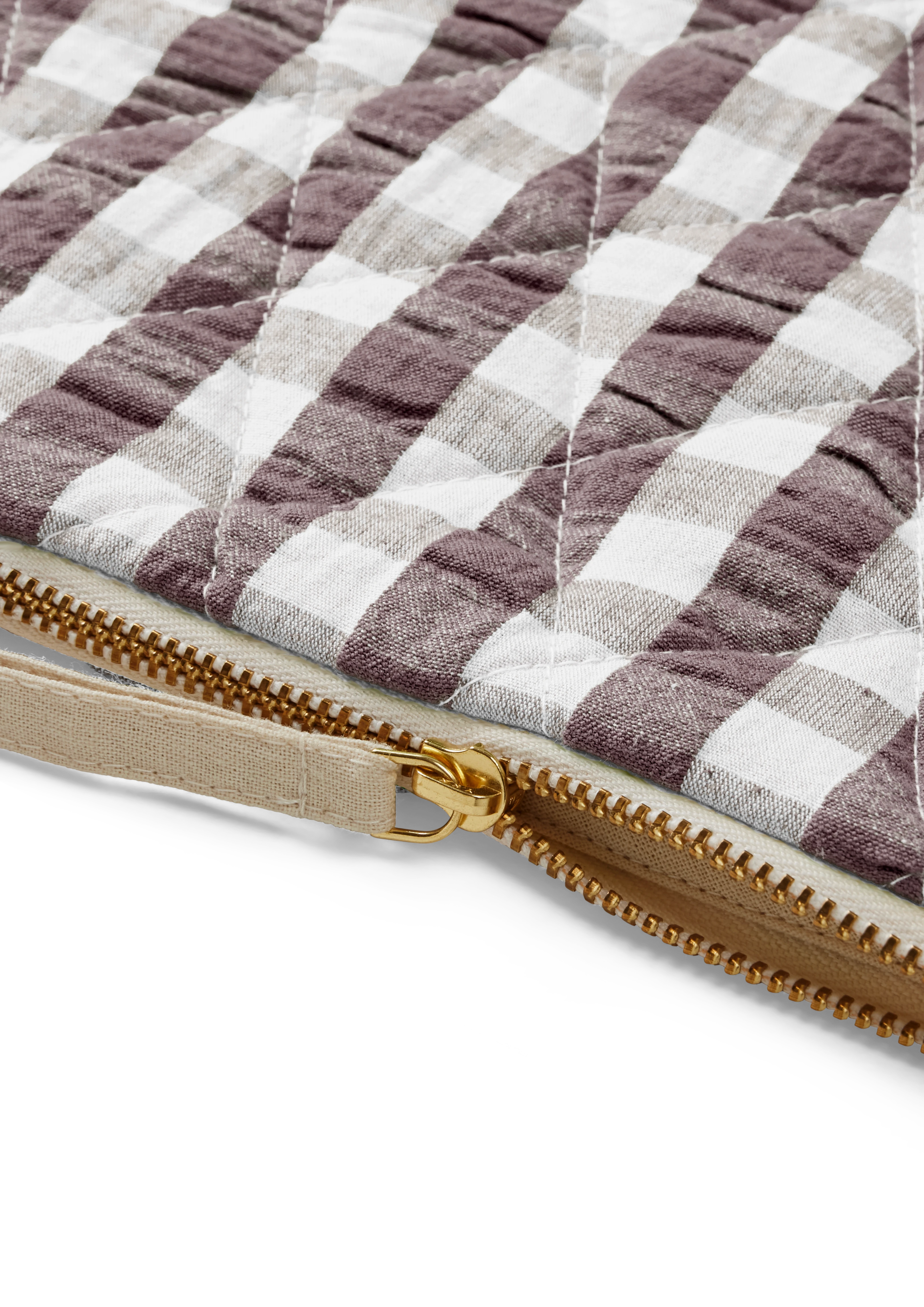 Dalila Toilettaske 20x14 cm fra JUNA i farven Chokolade/Hvid, lavet af Bomuld