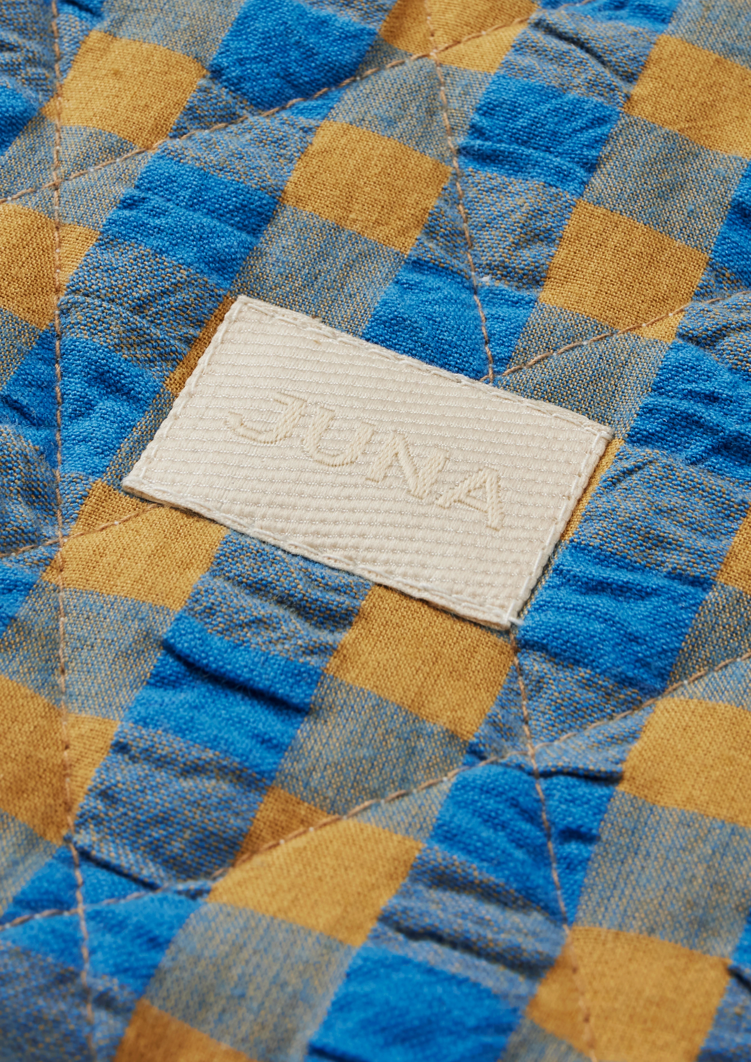 Dalila Toilettaske 20x14 cm fra JUNA i farven Blå/Okker, lavet af Bomuld