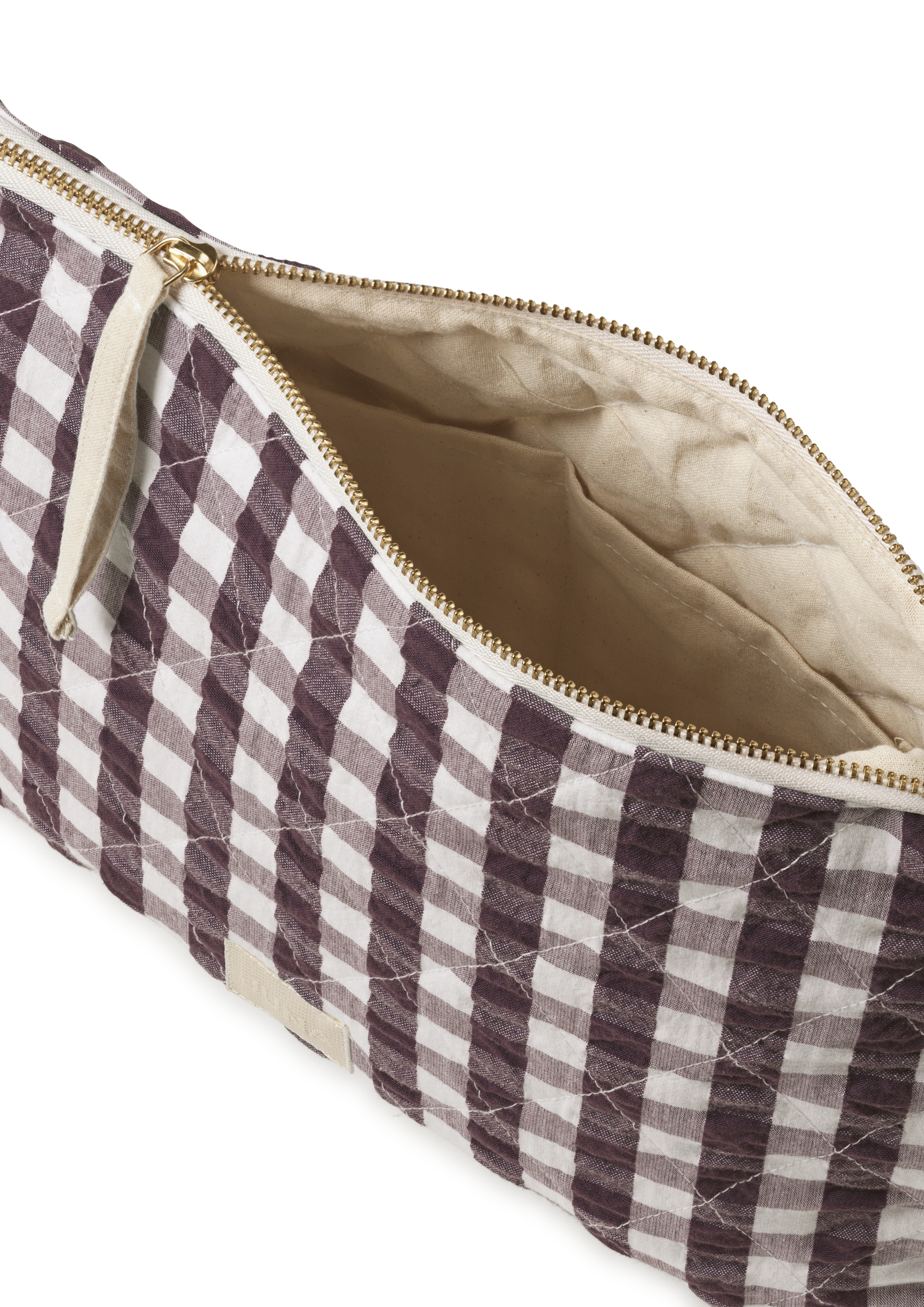 Karla Toiletry Bag 30x10x20 cm from JUNA in Chocolate/White color, made of Cotton