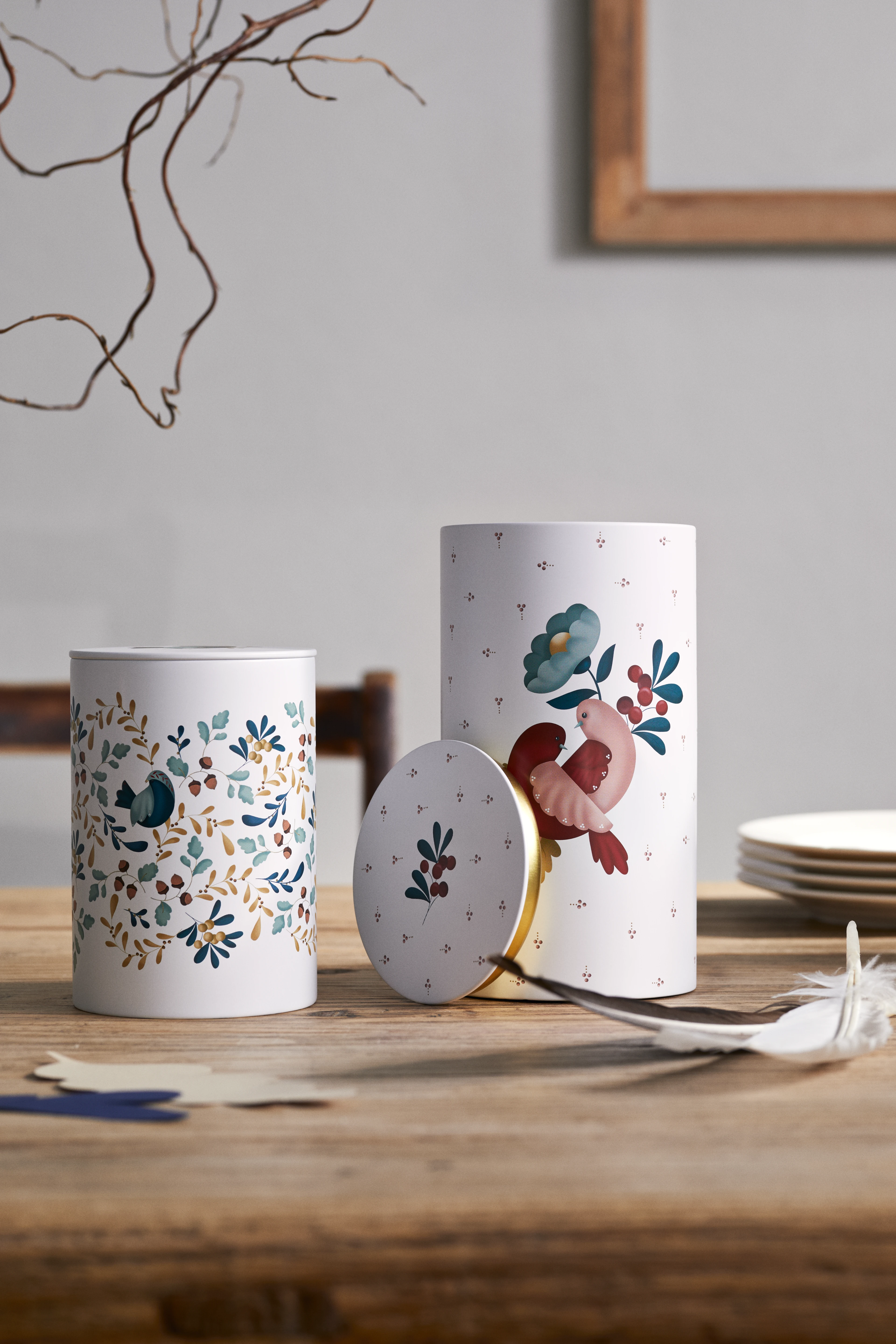 Storage Tin Ø10/Ø11 2 pcs. from Rosendahl in White w. deco color, made of Metal