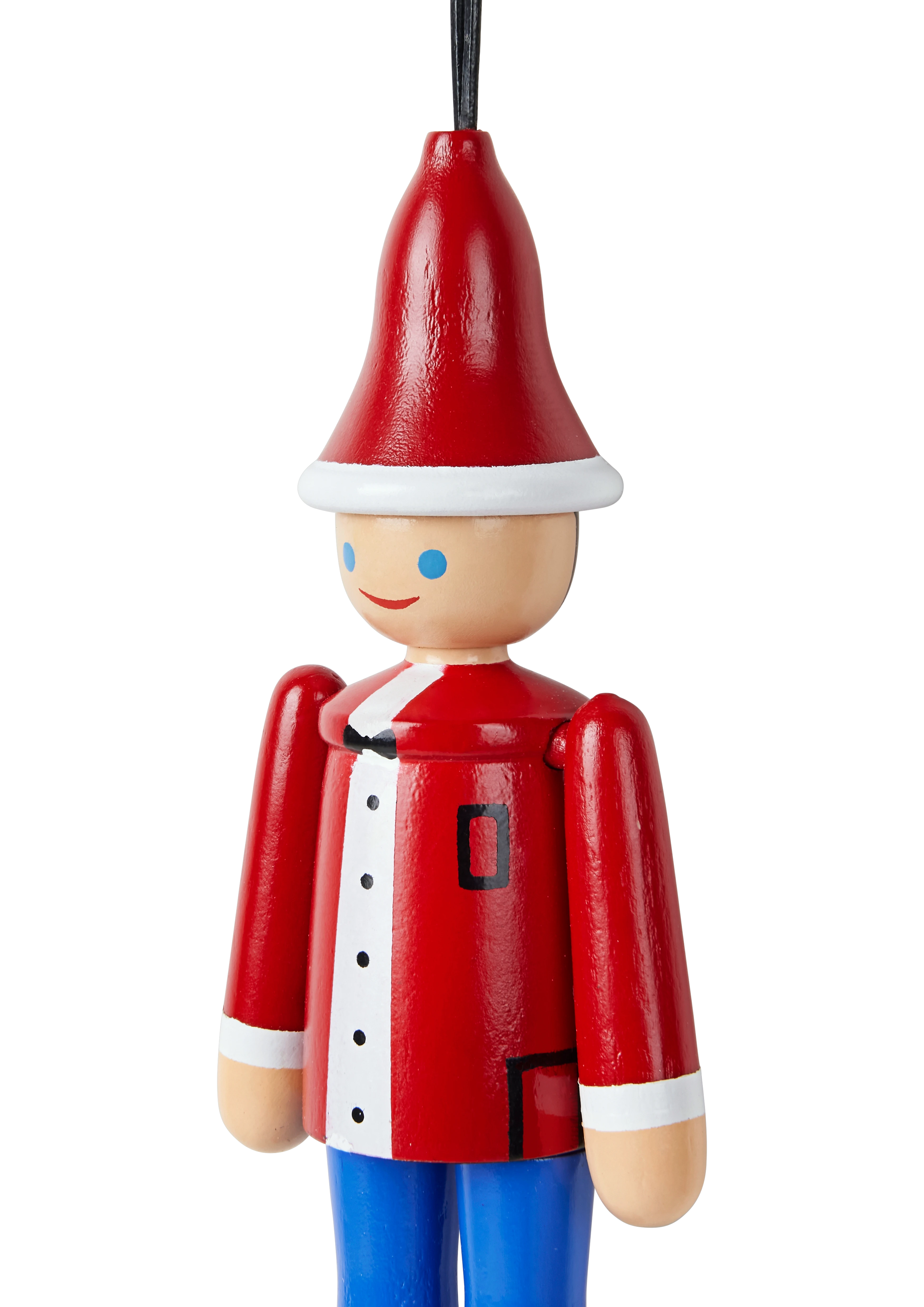 Weihnachtsschmuck, Weihnachtsjunge Ole und Weihnachtsmädchen Lise von Kay Bojesen in der Farbe Rot/Blau/Weiss, hergestellt aus Holz