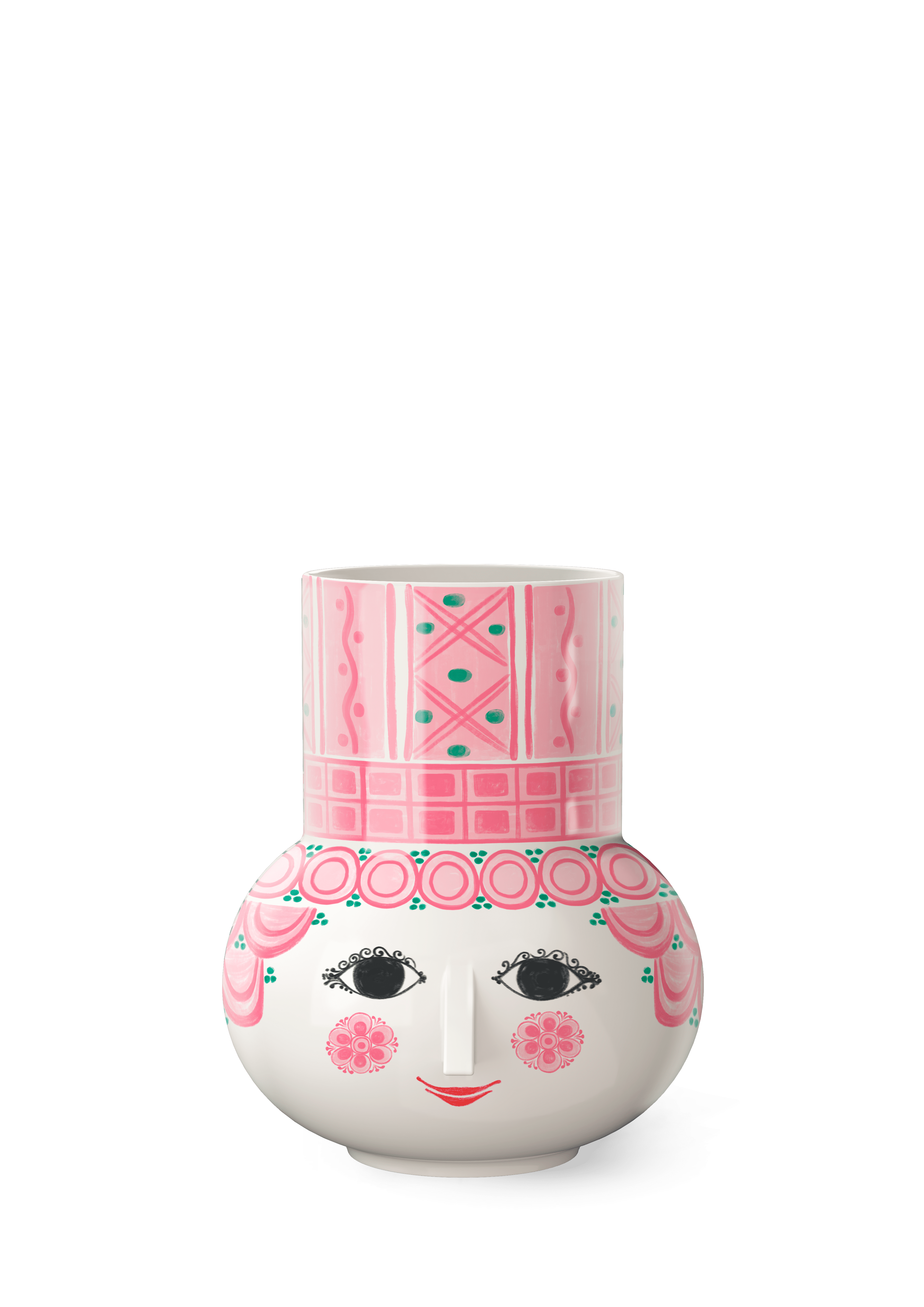 Bjørn Wiinblad Vase H50 cm in Pink from serie Lady with hat