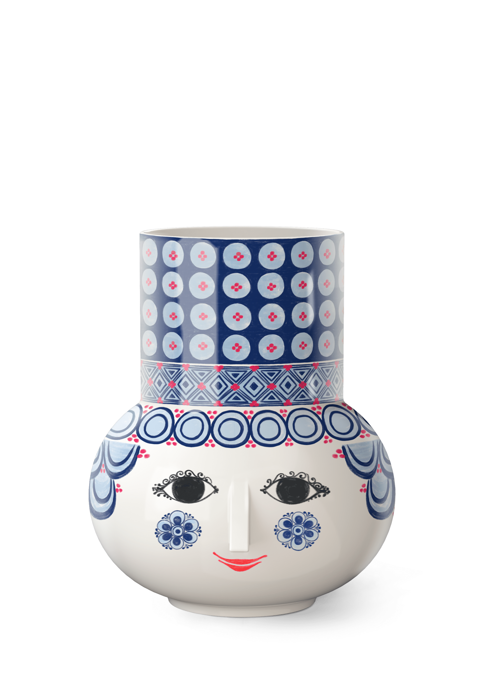 Bjørn Wiinblad Vase H20 cm in Blue from serie Olga