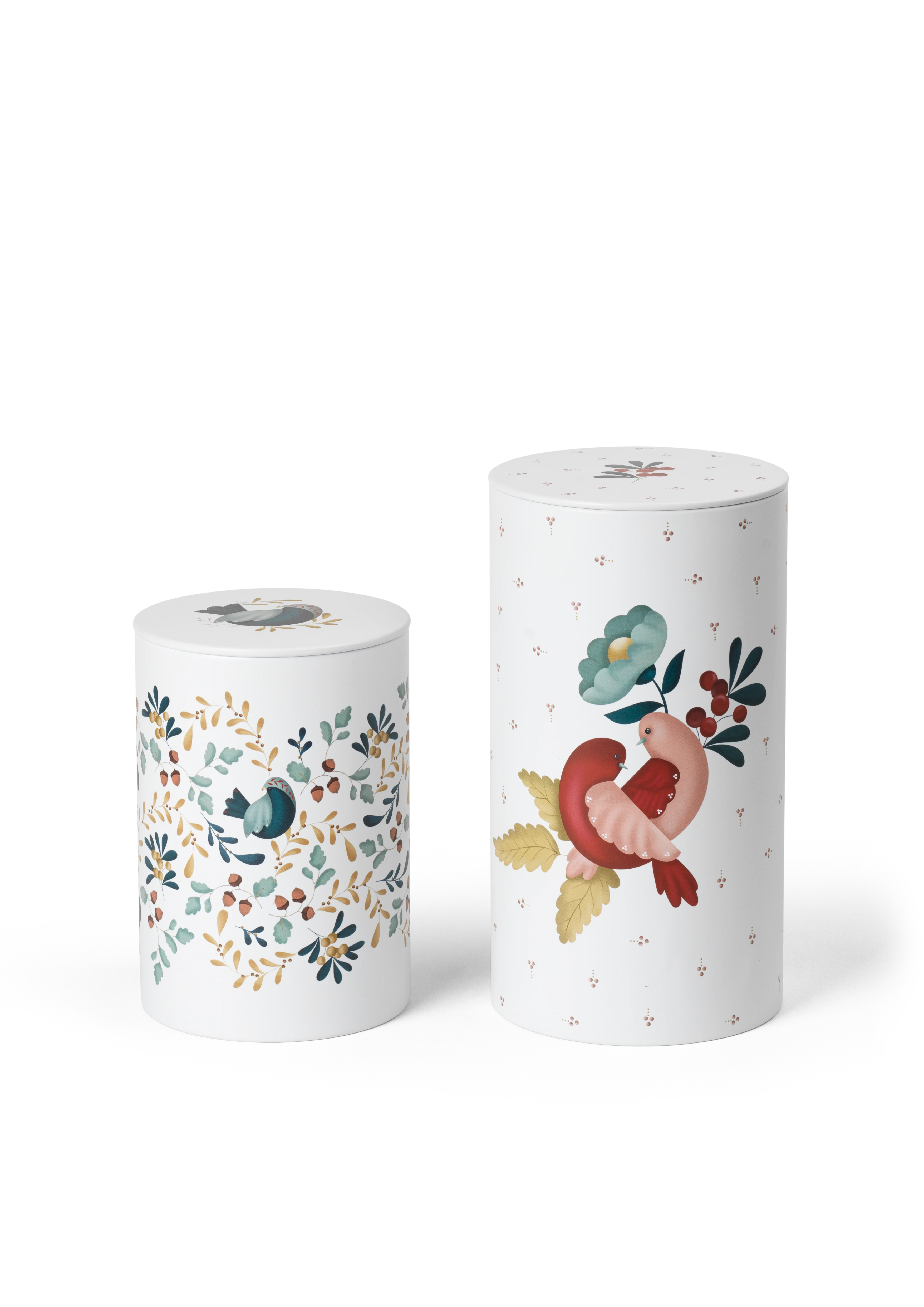 Storage Tin Ø10/Ø11 2 pcs. from Rosendahl in White w. deco color, made of Metal