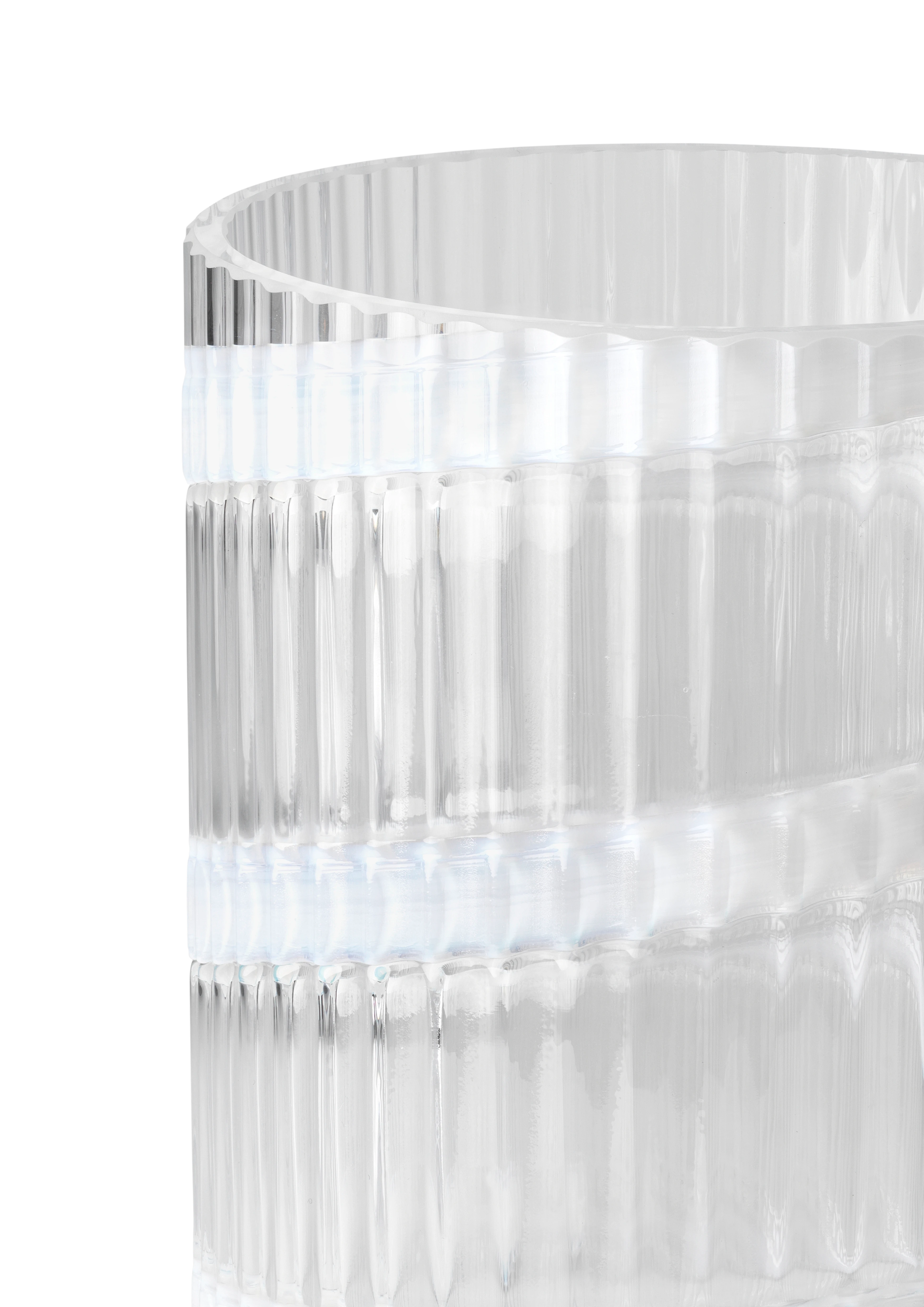 Vase H25 cm from Lyngby Porcelæn in Swirl white color, made of Glass