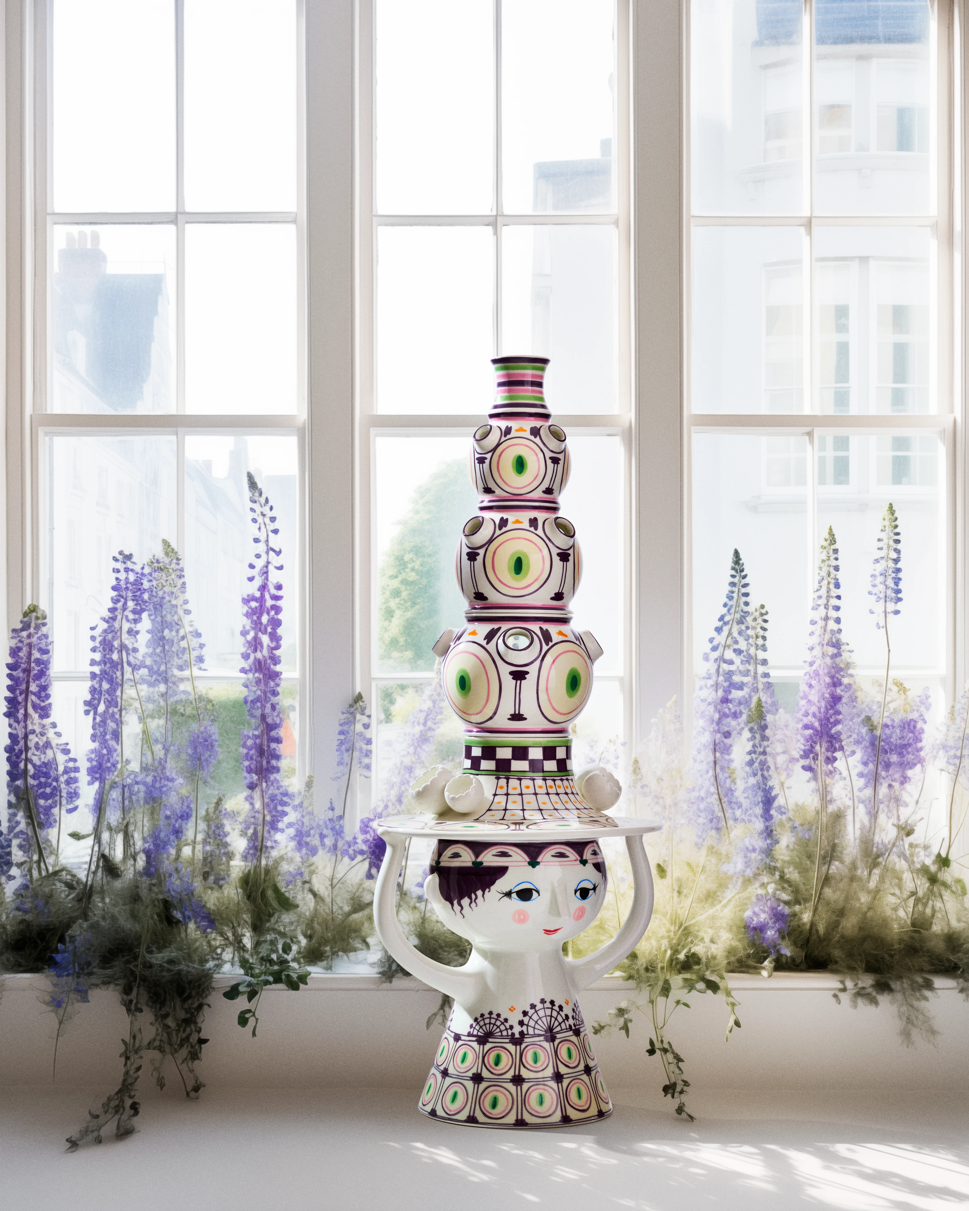 Gulvvase H100 cm fra Bjørn Wiinblad i farven Blomme, lavet af Keramik