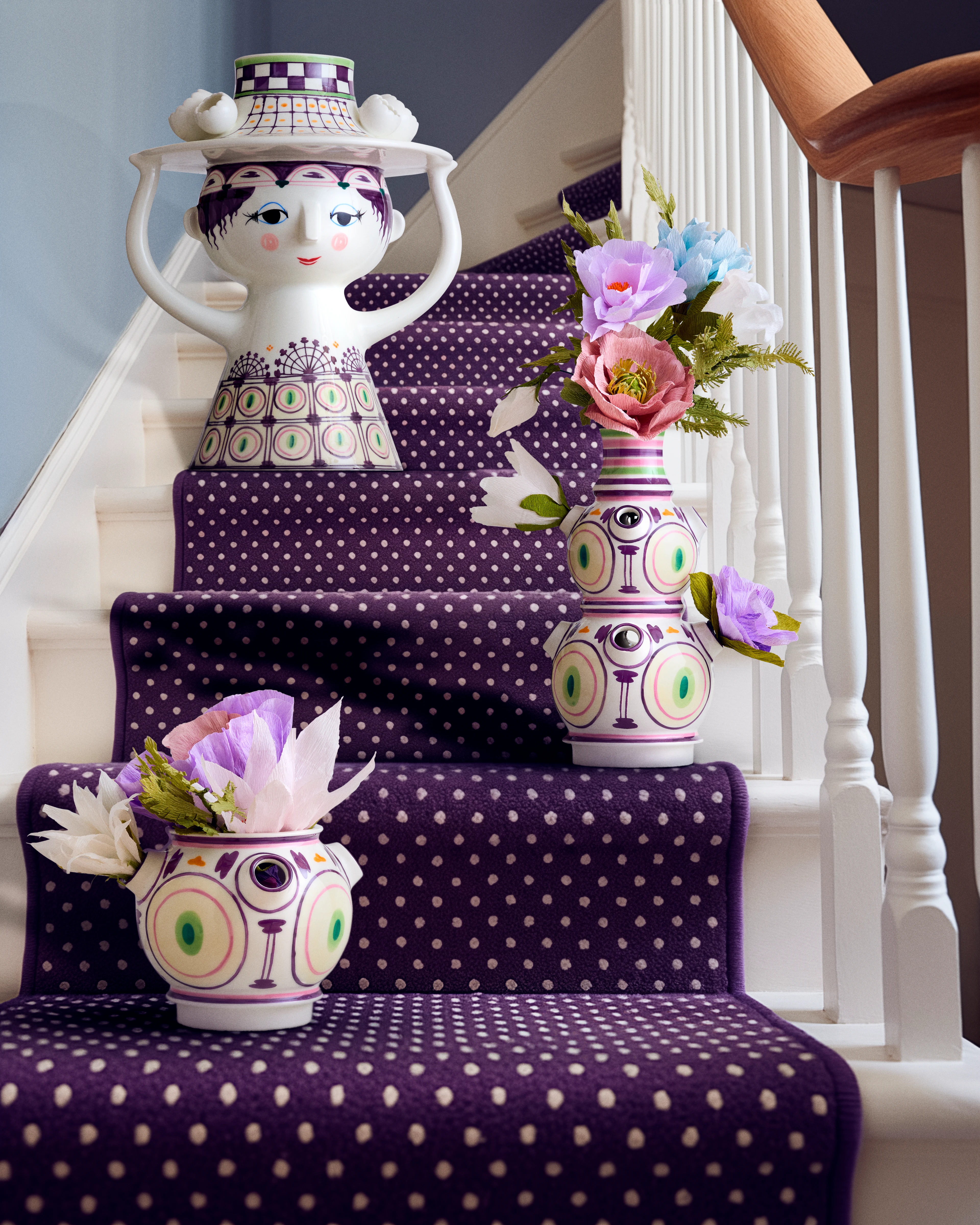 Gulvvase H100 cm fra Bjørn Wiinblad i farven Blomme, lavet af Keramik