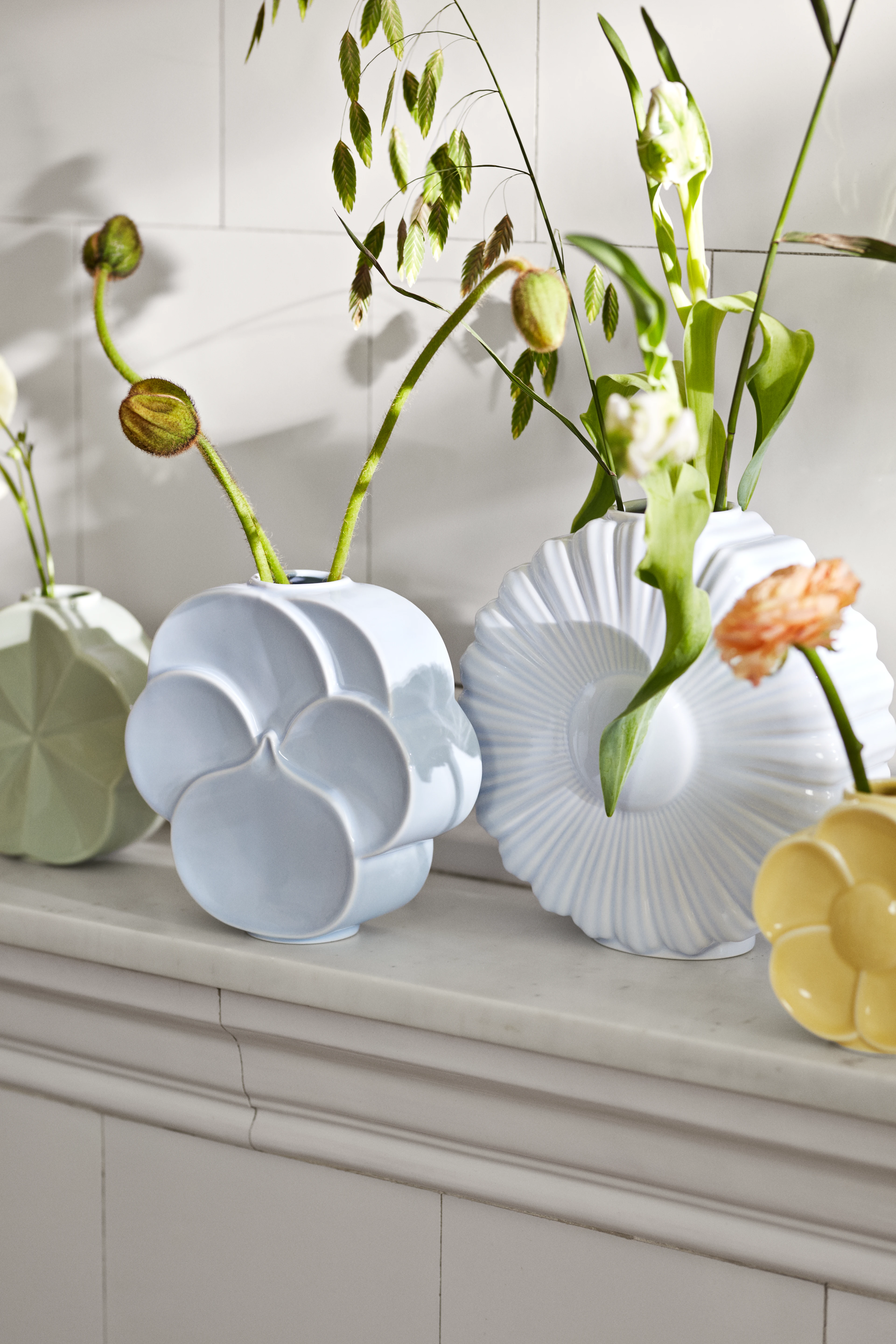 Lyngby Porcelæn vase Gänseblümchen 21 cm weiß aus Flower