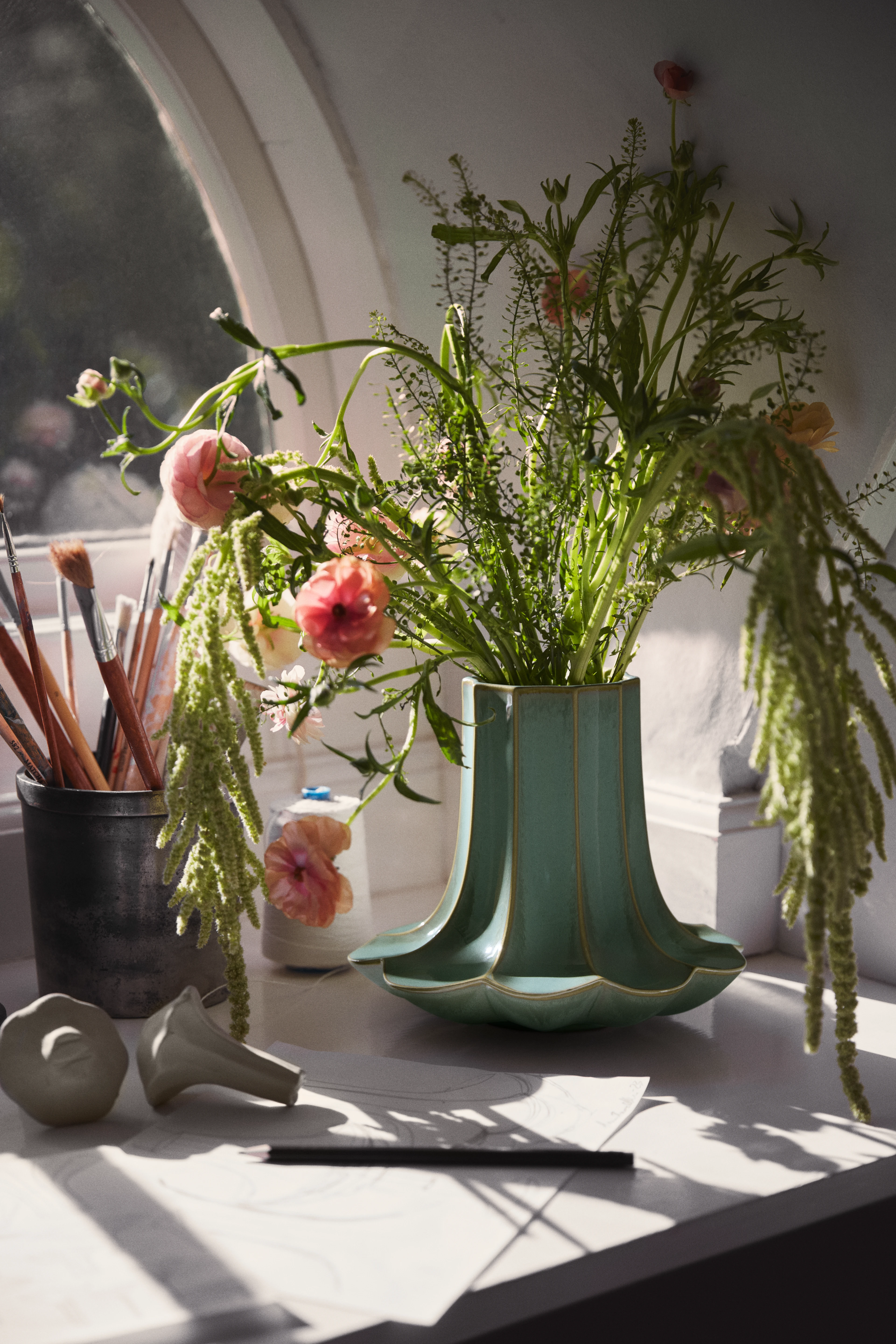 Vase H20.5 cm fra Kähler i farven Grøn, lavet af Keramik