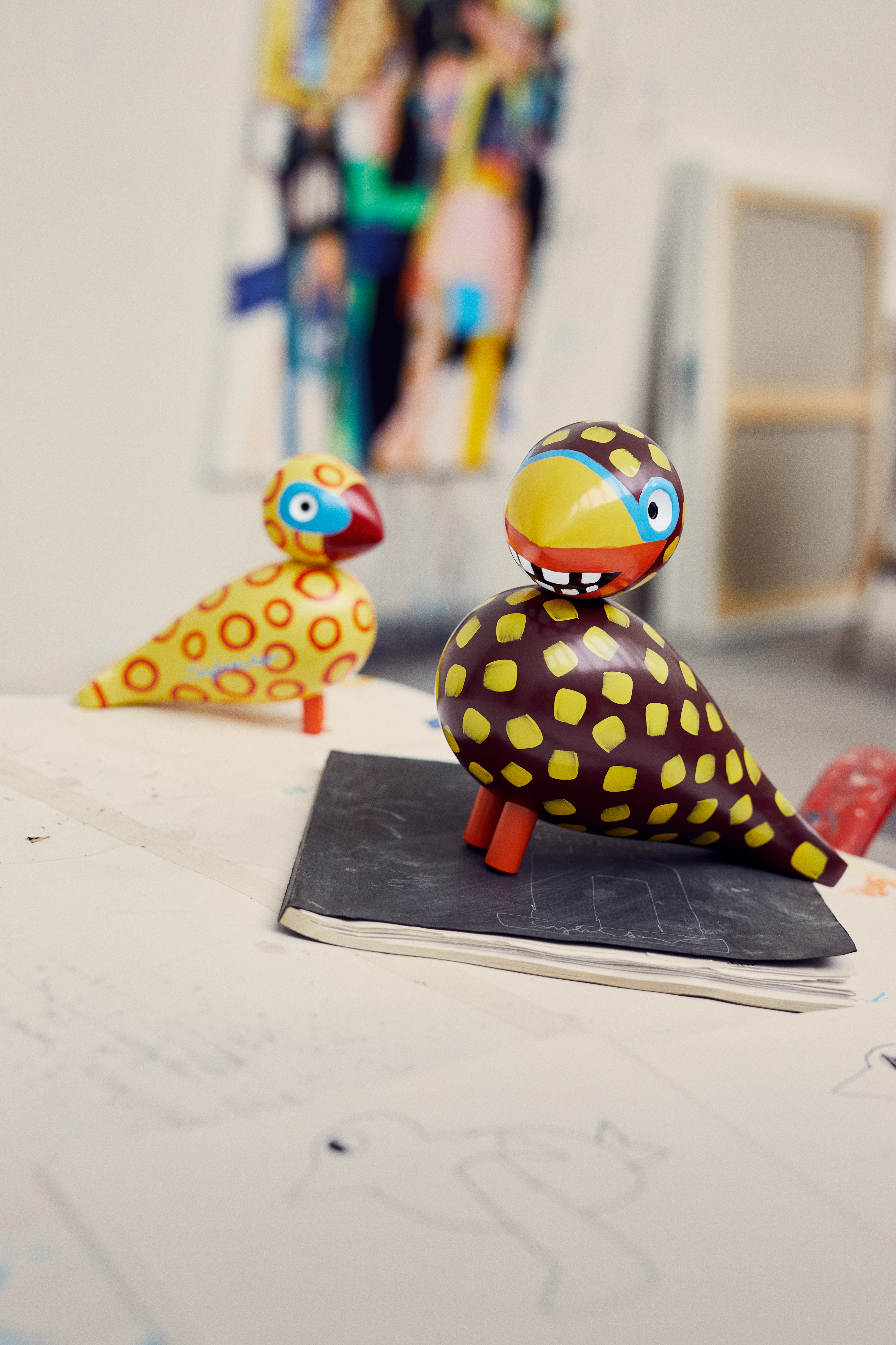 x Leif Sylvester Singvogel 2025 H15.5 cm von Kay Bojesen in der Farbe Blue Eyes, hergestellt aus Holz